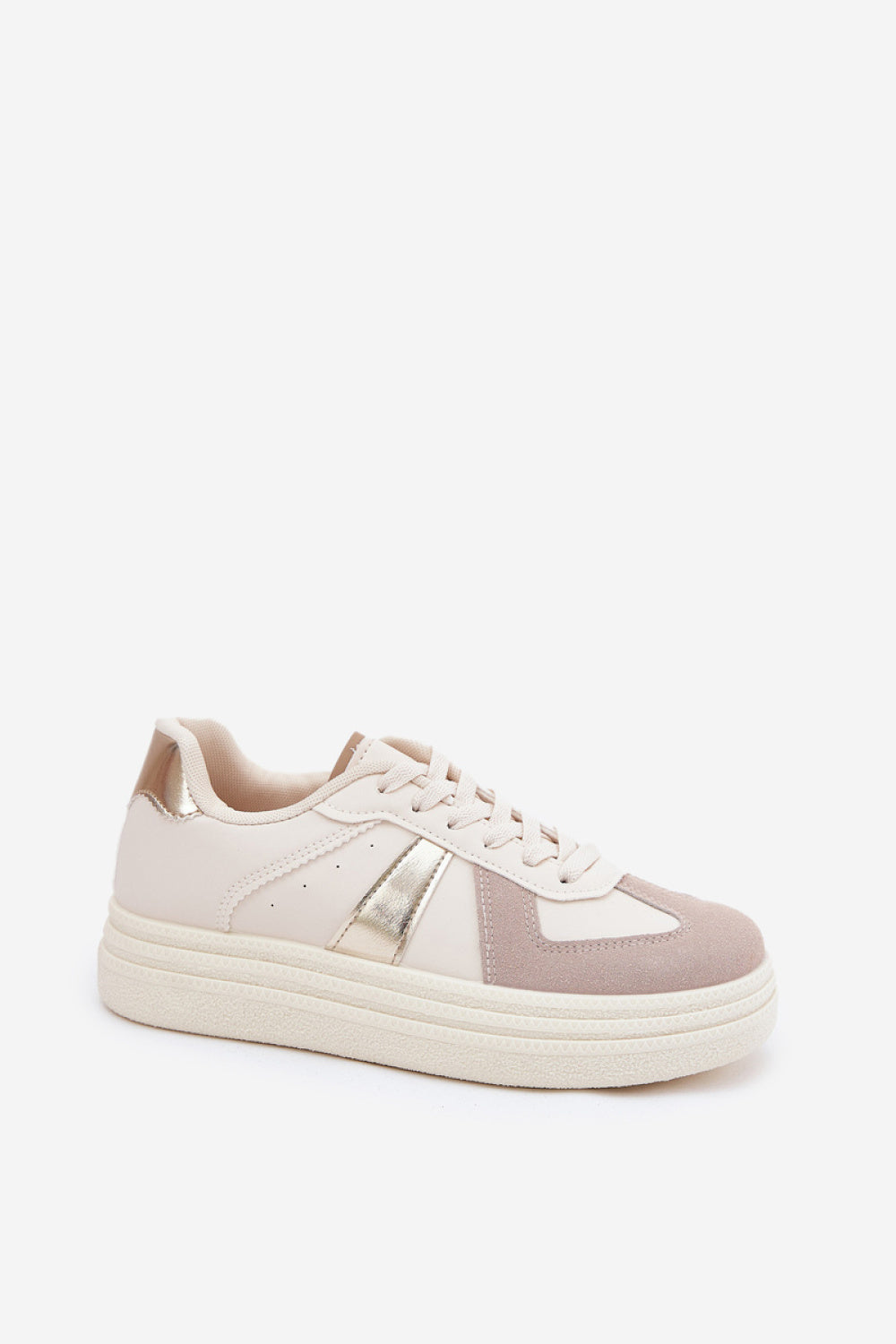 Step In Style Beige Faux Leather Platform Trainers - view 2