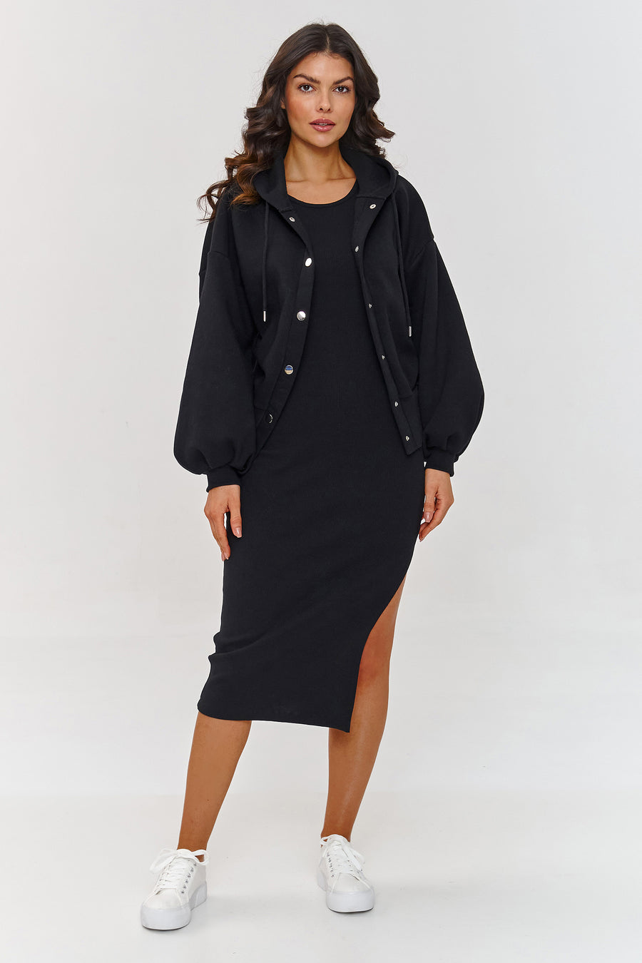 Makadamia Black Striped Oversized Dress Co-Ord Set