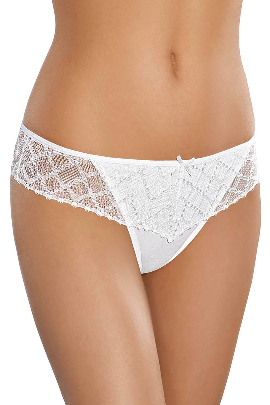 Gabidar White Lace Thong with Slit