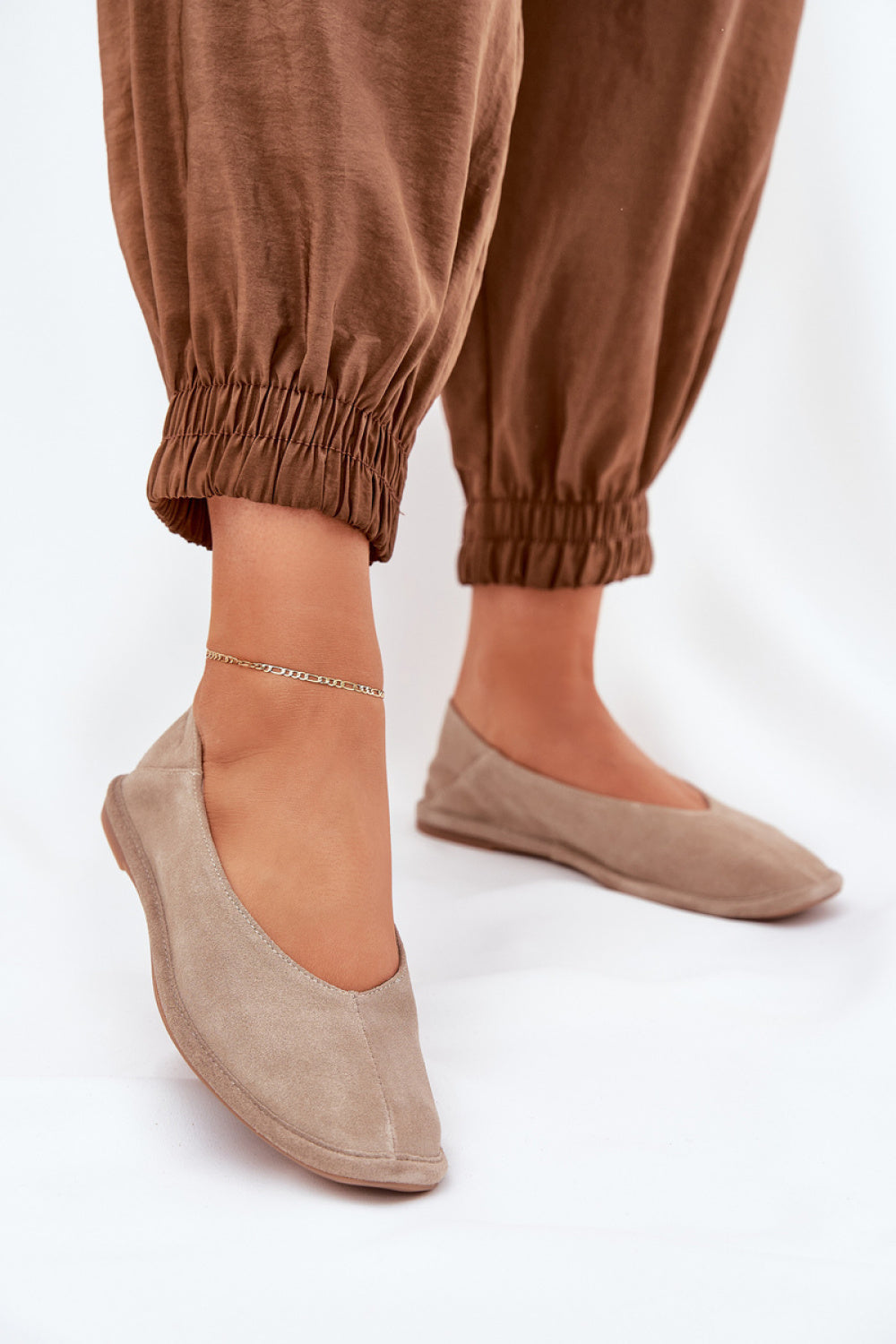 Step In Style Beige Suede Ballet Flats
