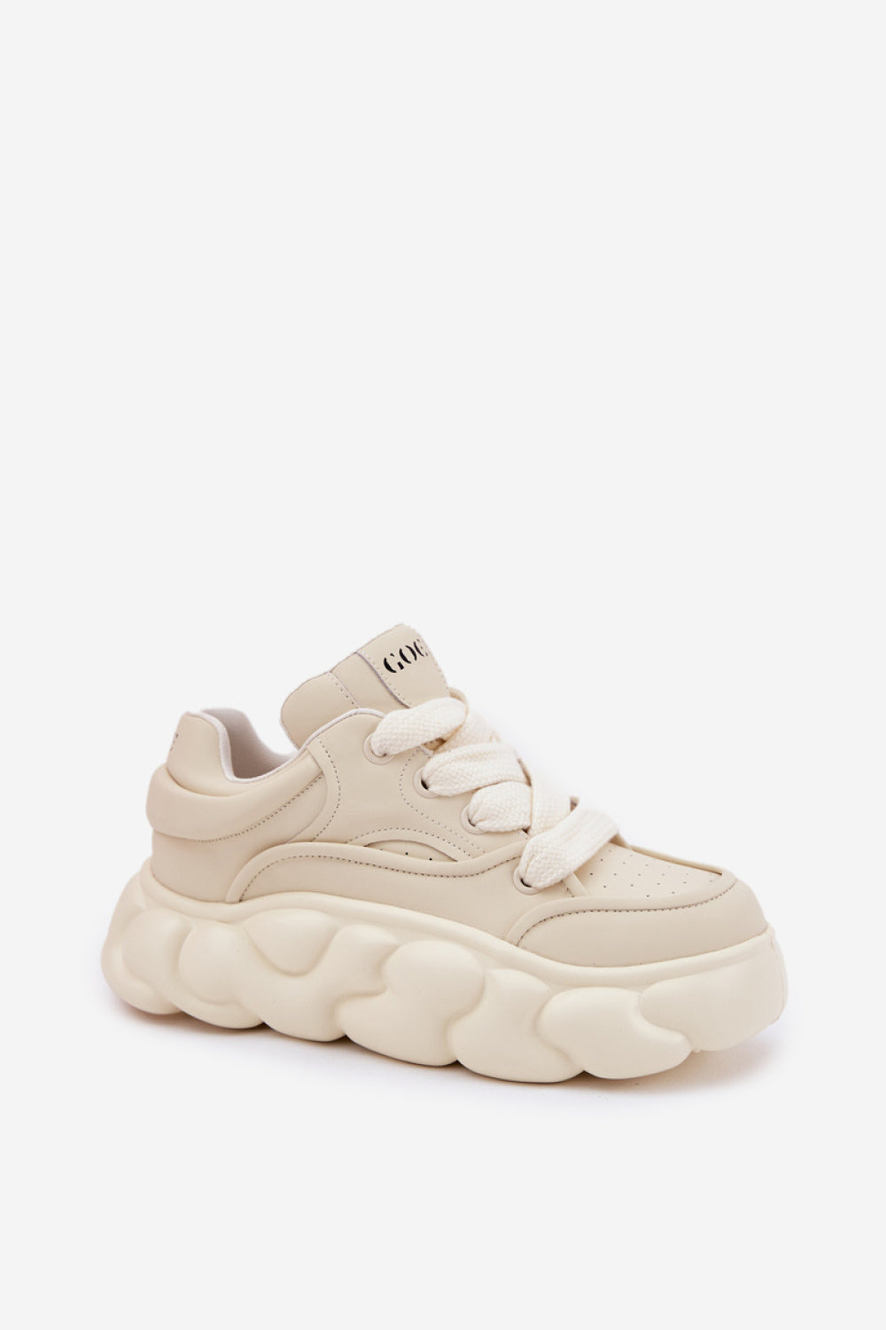 Step In Style Beige Leather Platform Trainers - view 2