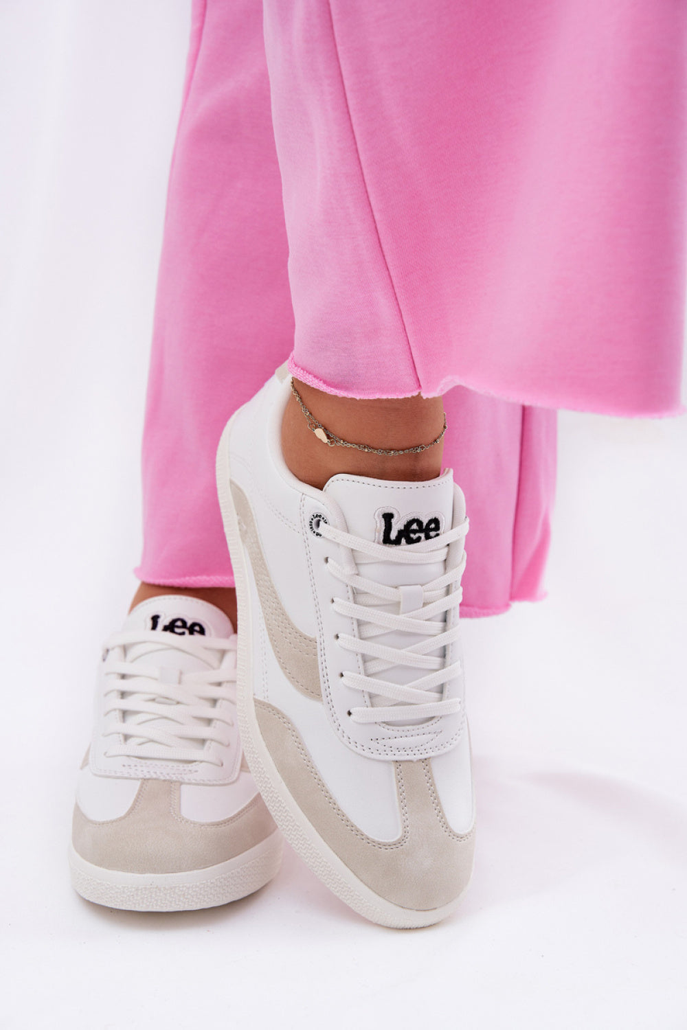 Step In Style White Faux Leather Trainers