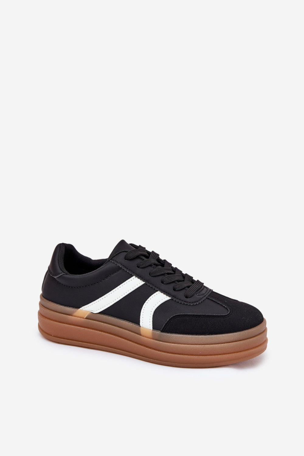 Step In Style Black Faux Leather Platform Trainers - view 2