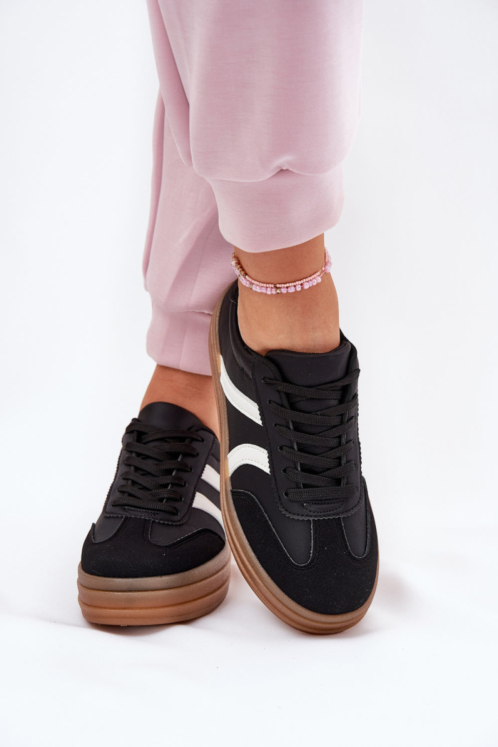 Step In Style Black Faux Leather Platform Trainers - view 3