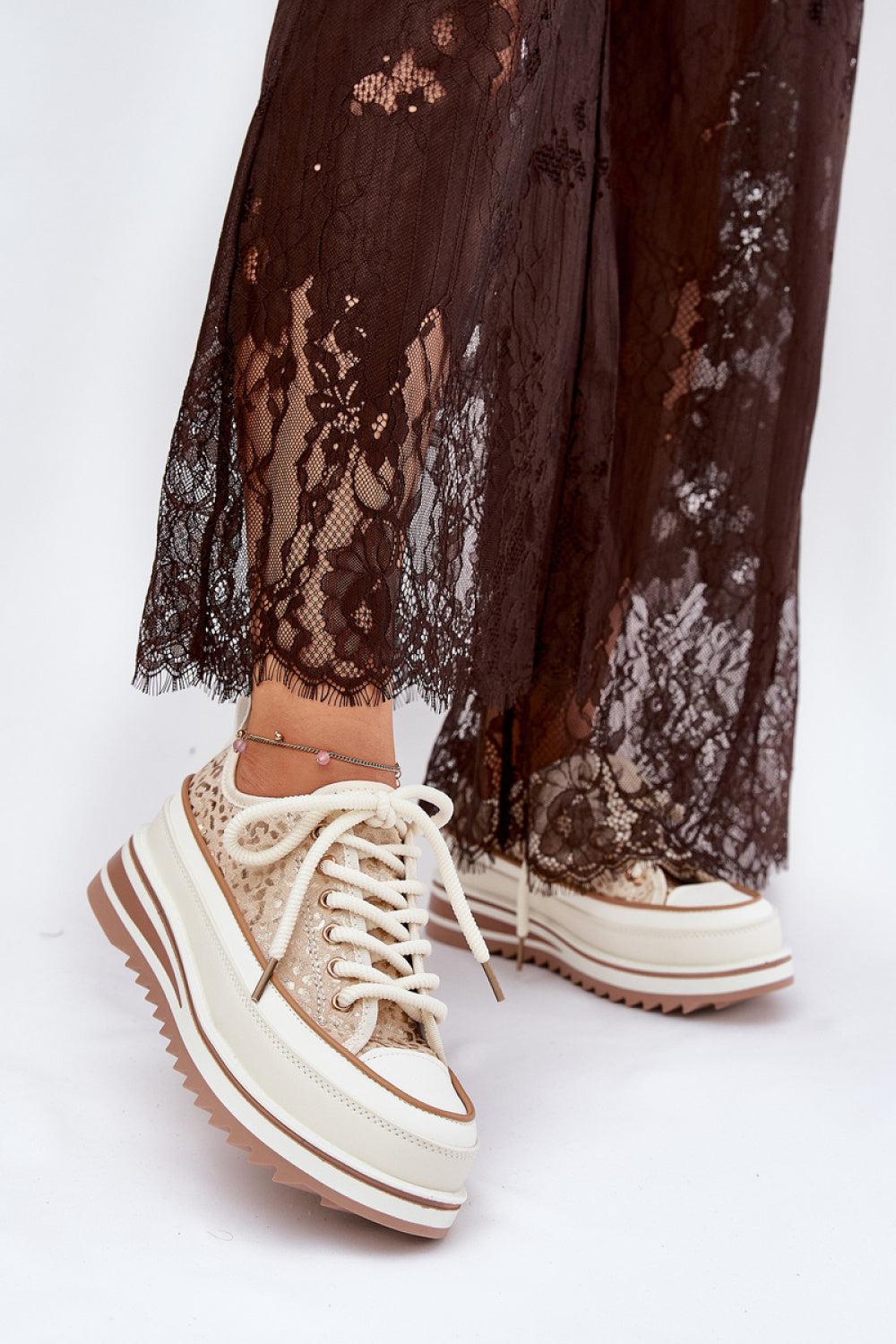 Step In Style Beige Platform Trainers