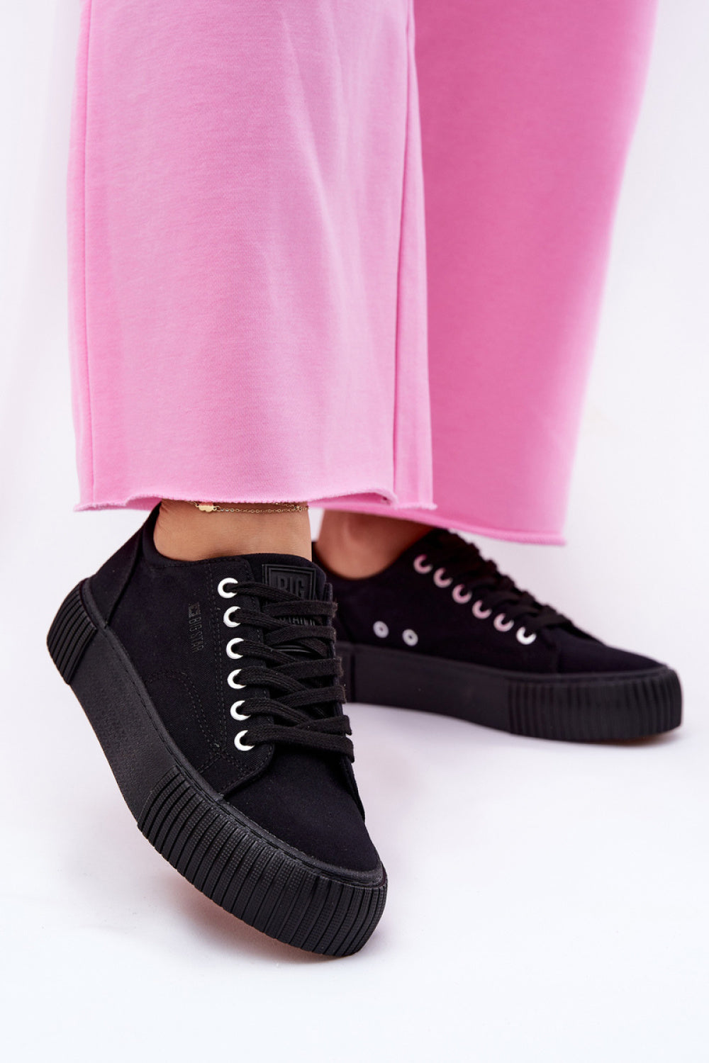 Step In Style Black Platform Trainers