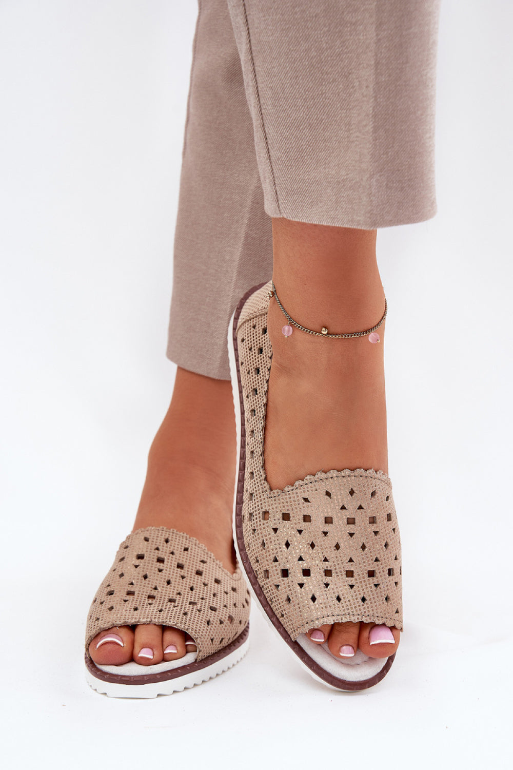 Step In Style Gold Leather Platform Ballet Flats - view 3