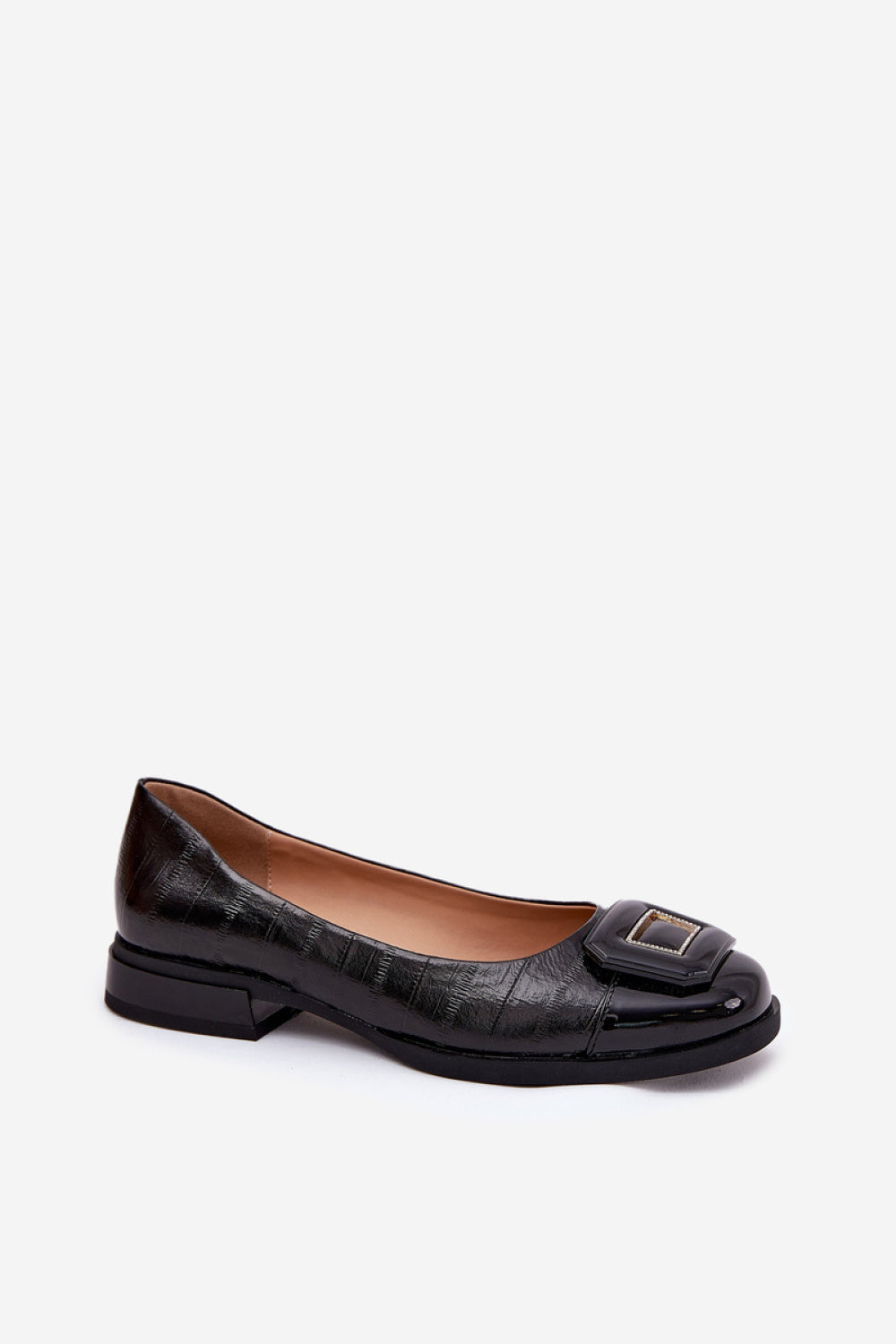 Step In Style Black Leather Flat Ballet Flats - view 2