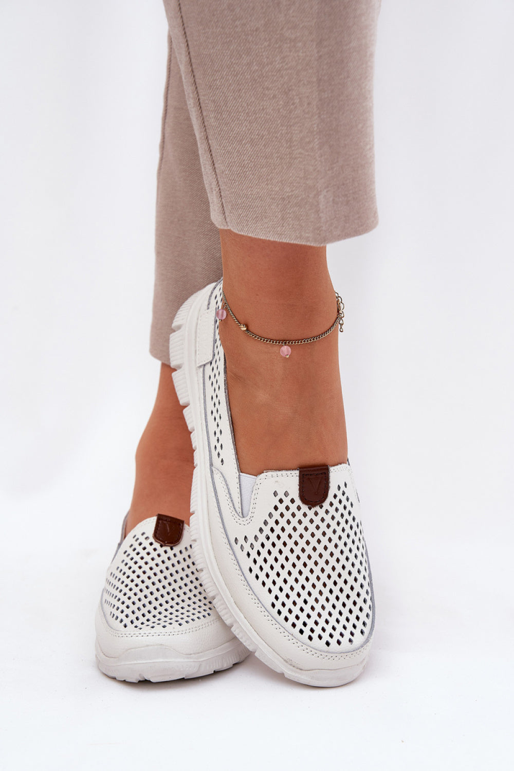 Step In Style Vinceza White Leather Ballet Flats