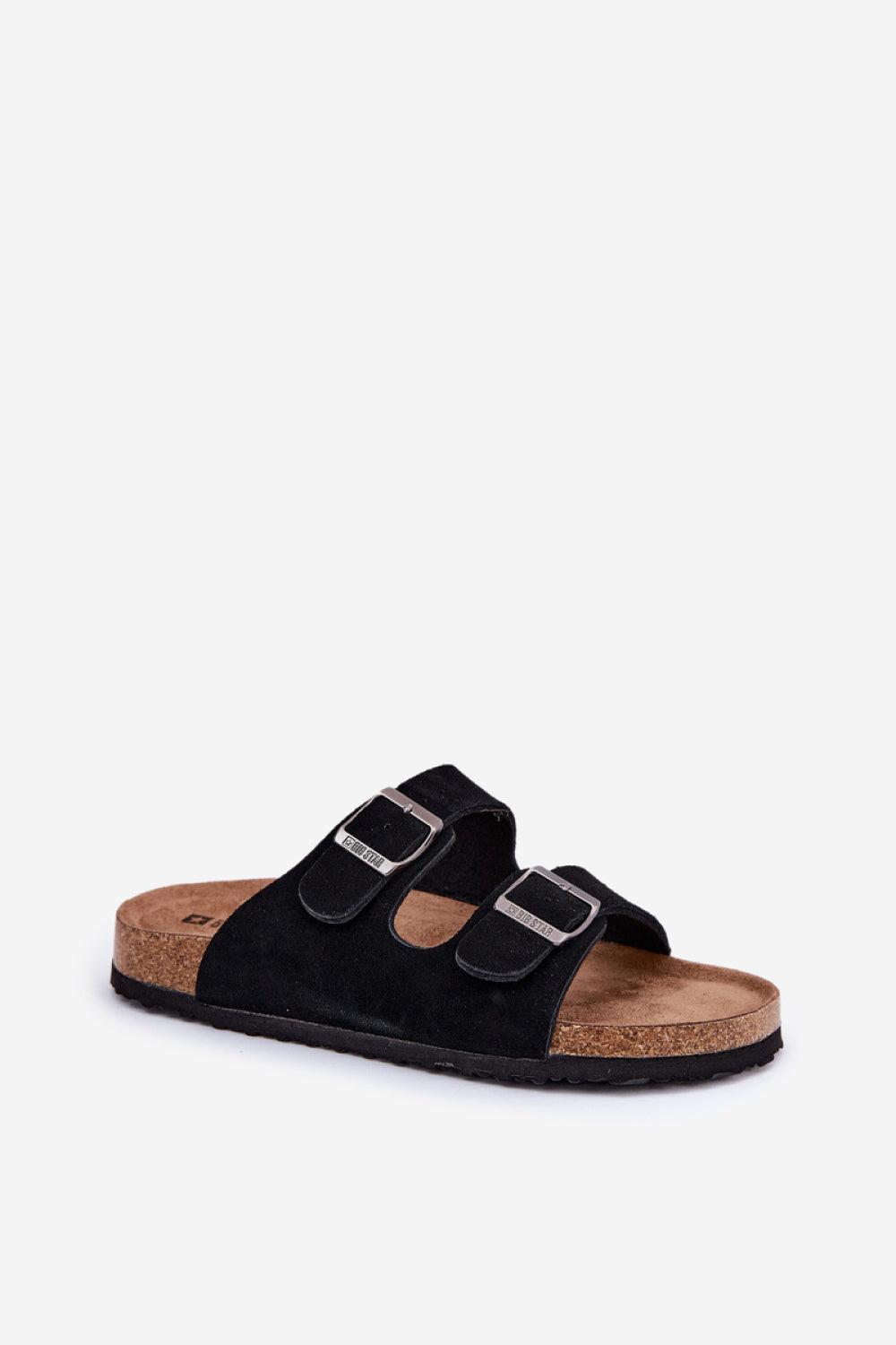 Step In Style Black Suede Platform Flip Flops with Buckle - view 2