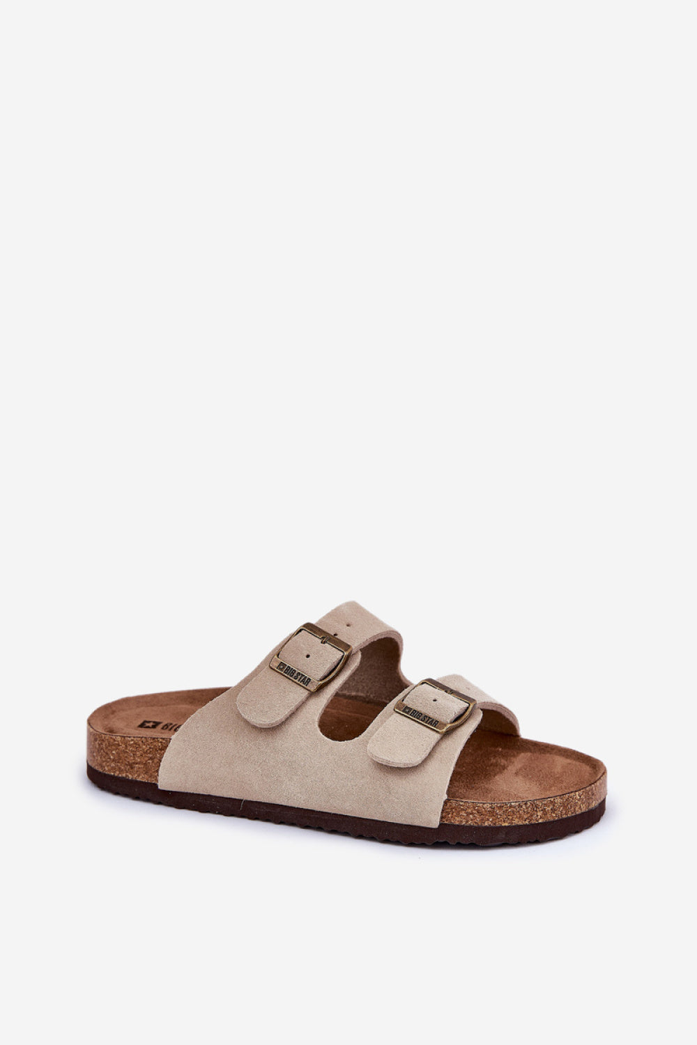 Step In Style Beige Suede Platform Flip Flops with Buckle - view 2