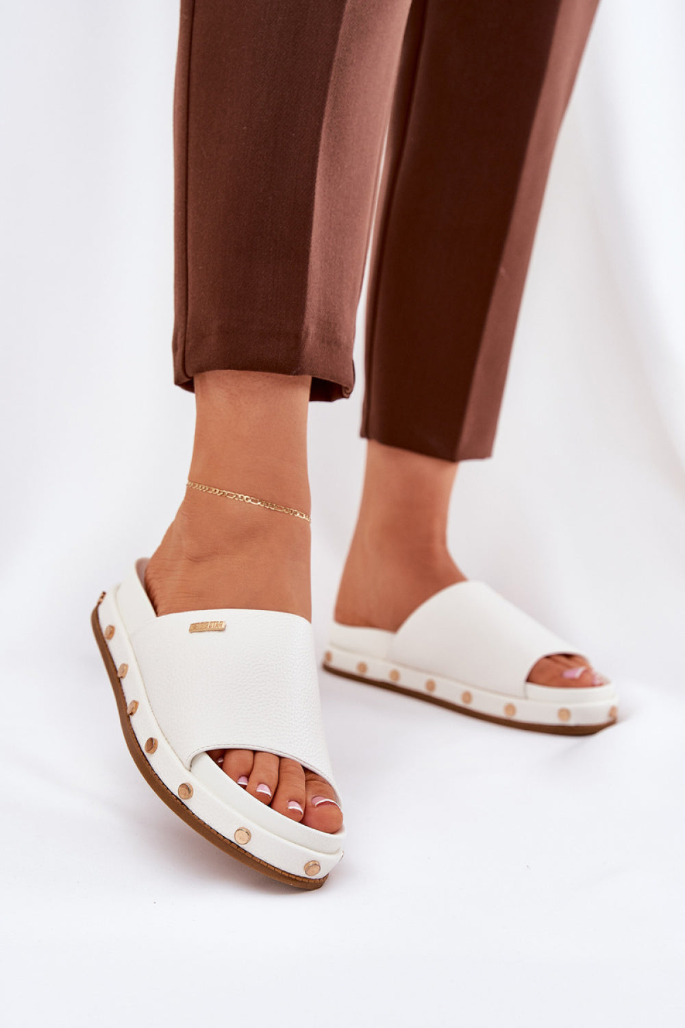 Step In Style White Faux Leather Platform Sandals