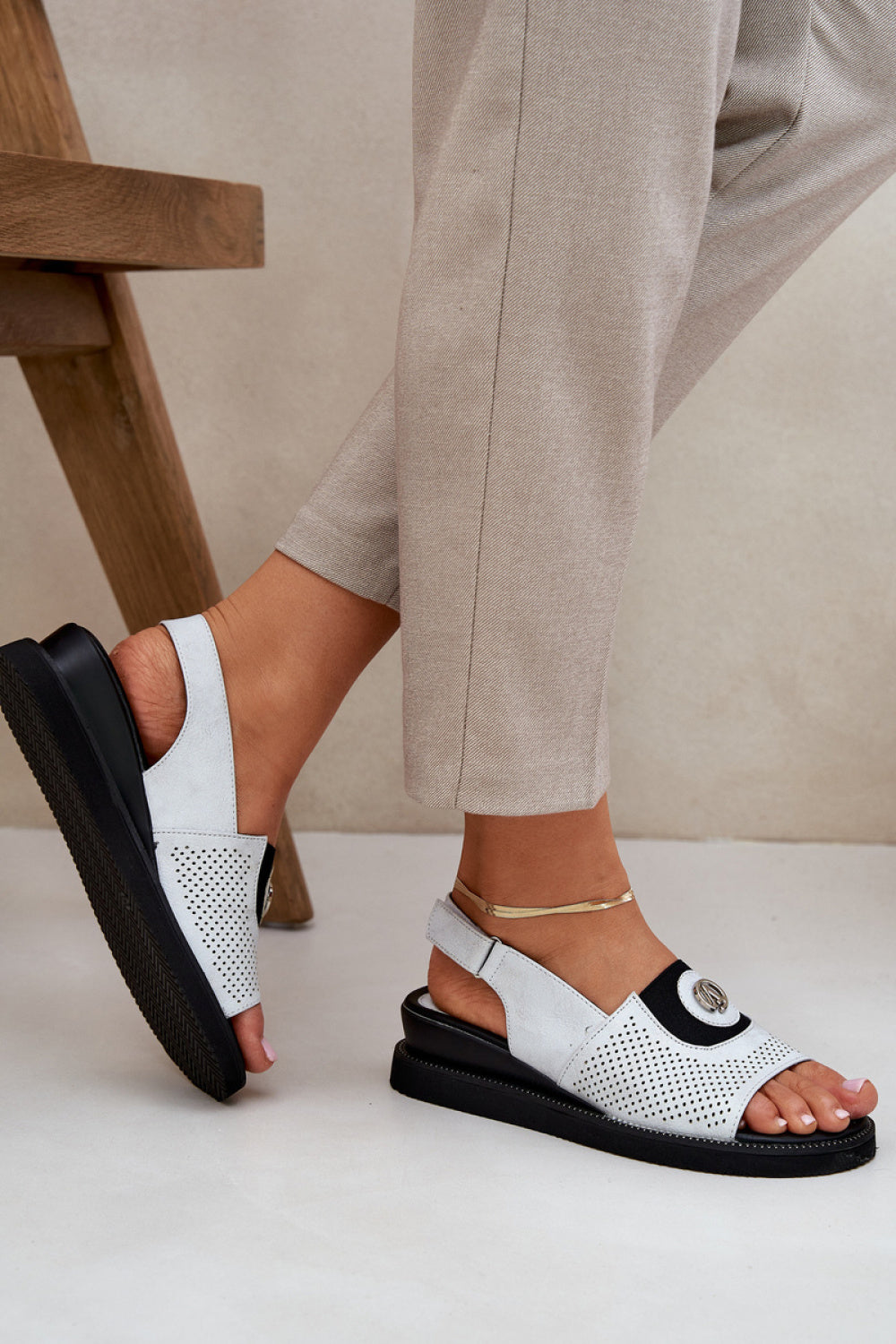 Step In Style Isnnoria Silver Faux Leather Wedge Sandals - view 3