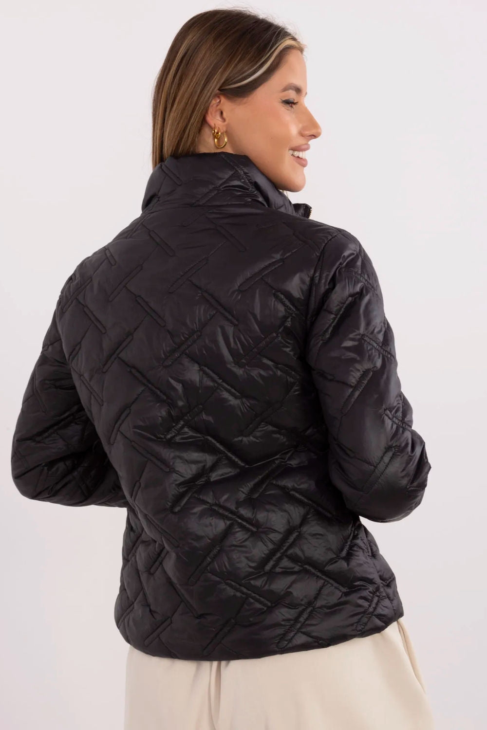 Italy Moda Black Hooded Zip Up Jacket - view 3