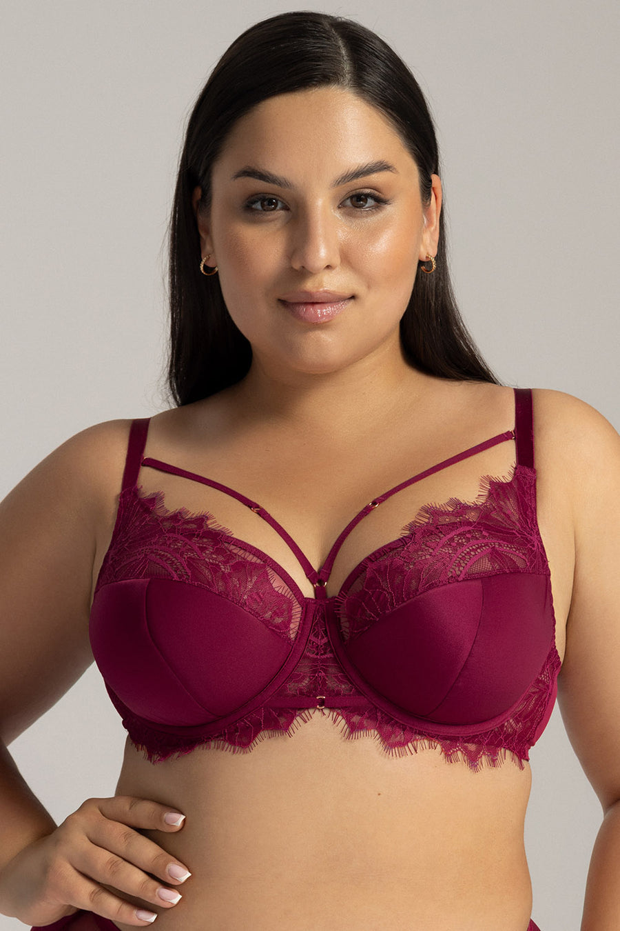 Ava Wine Lace Underwired Semi-Soft Bra