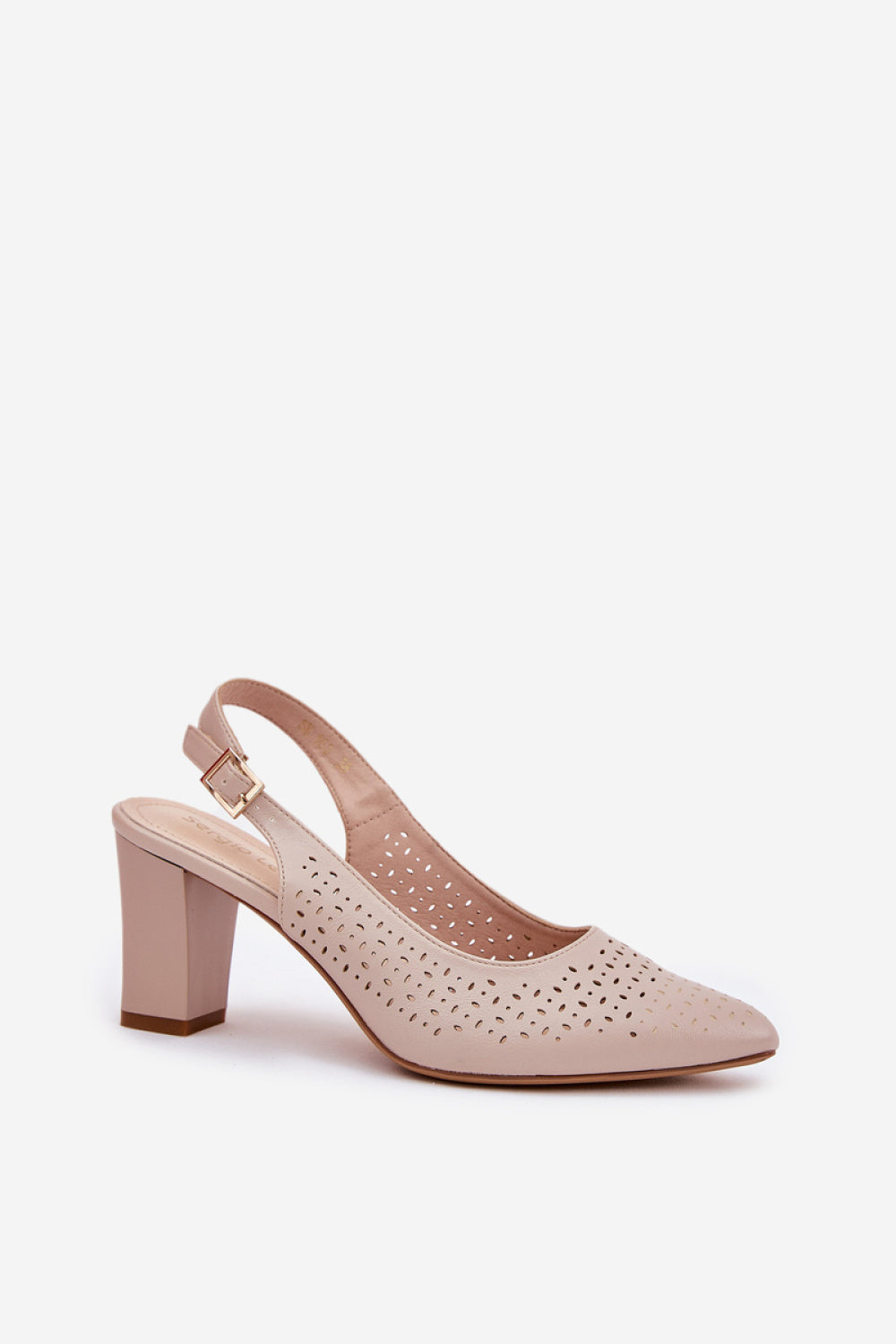 Step In Style Sergio Leone Beige Faux Leather Heeled Sandals with Buckle - view 2