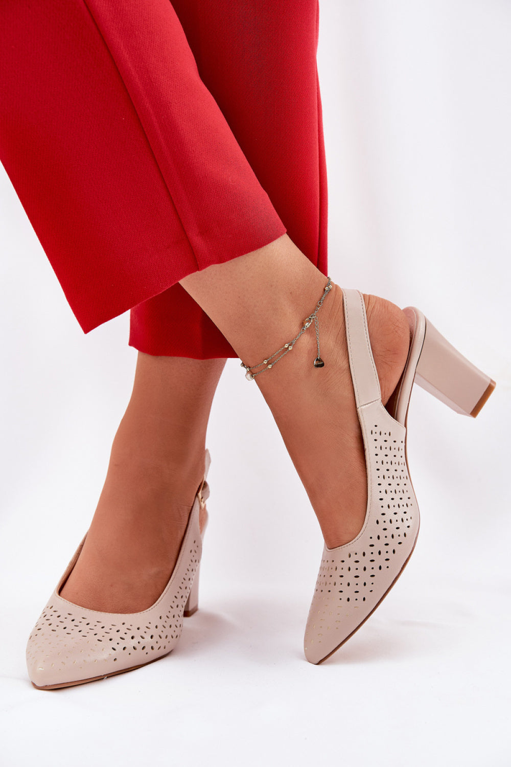 Step In Style Sergio Leone Beige Faux Leather Heeled Sandals with Buckle - view 3
