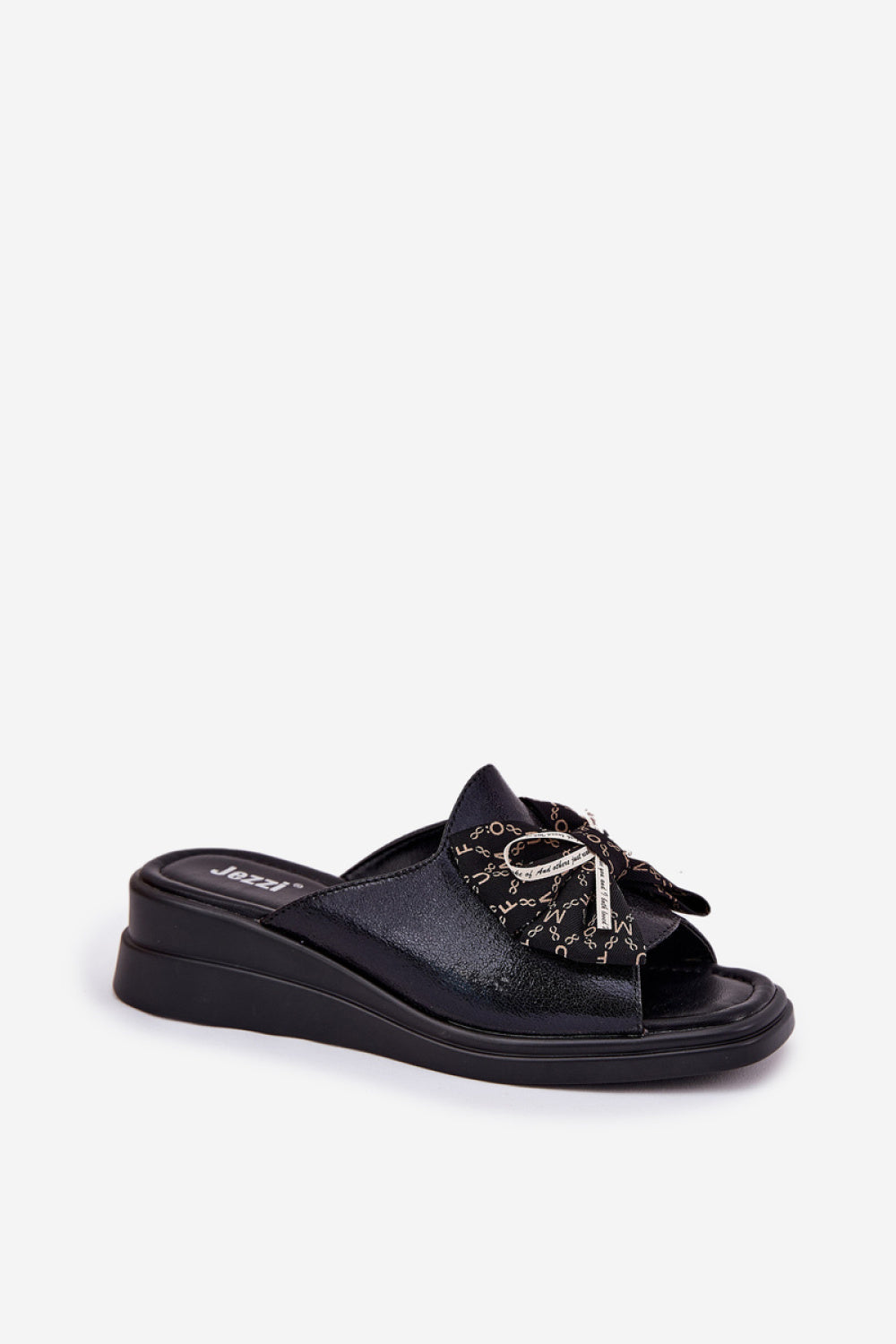 Step In Style Moonzella Black Faux Leather Wedge Flip Flops - view 2