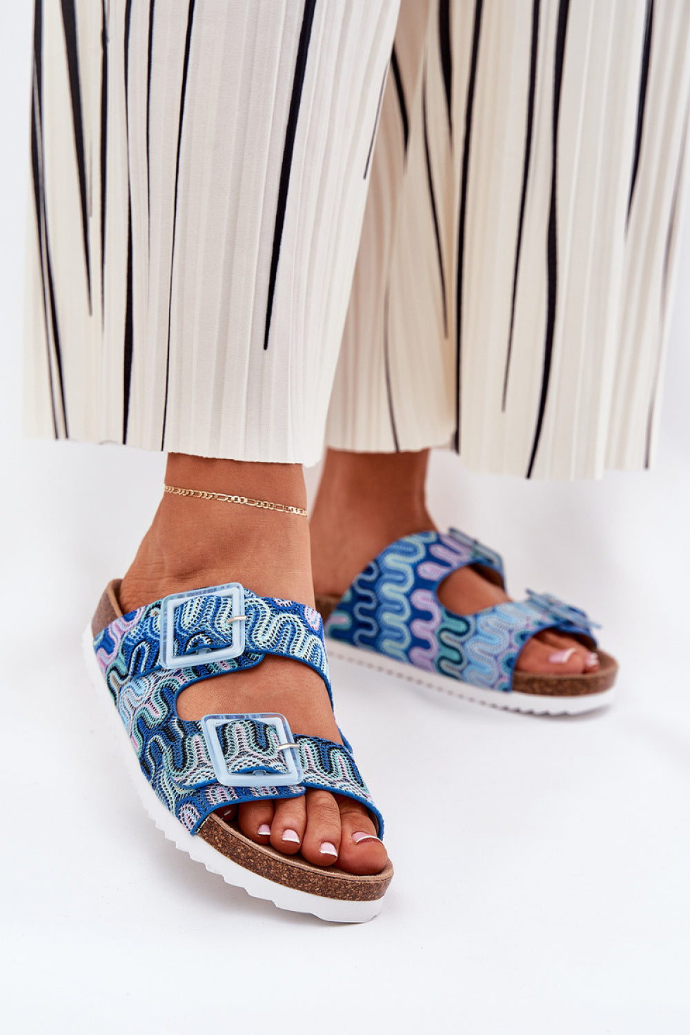 Step In Style Blue Suede Platform Flip Flops