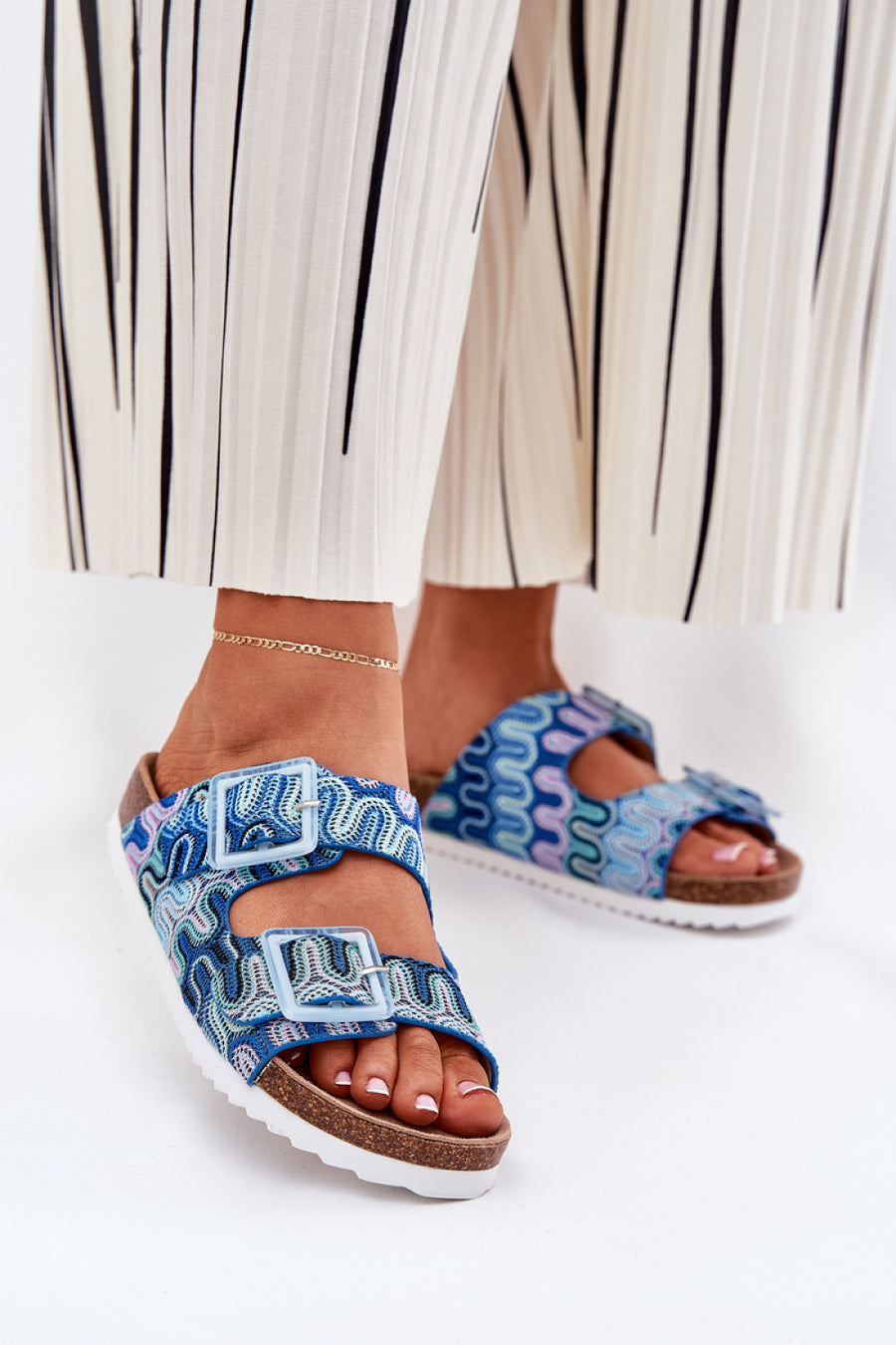 Step In Style Blue Suede Platform Flip Flops