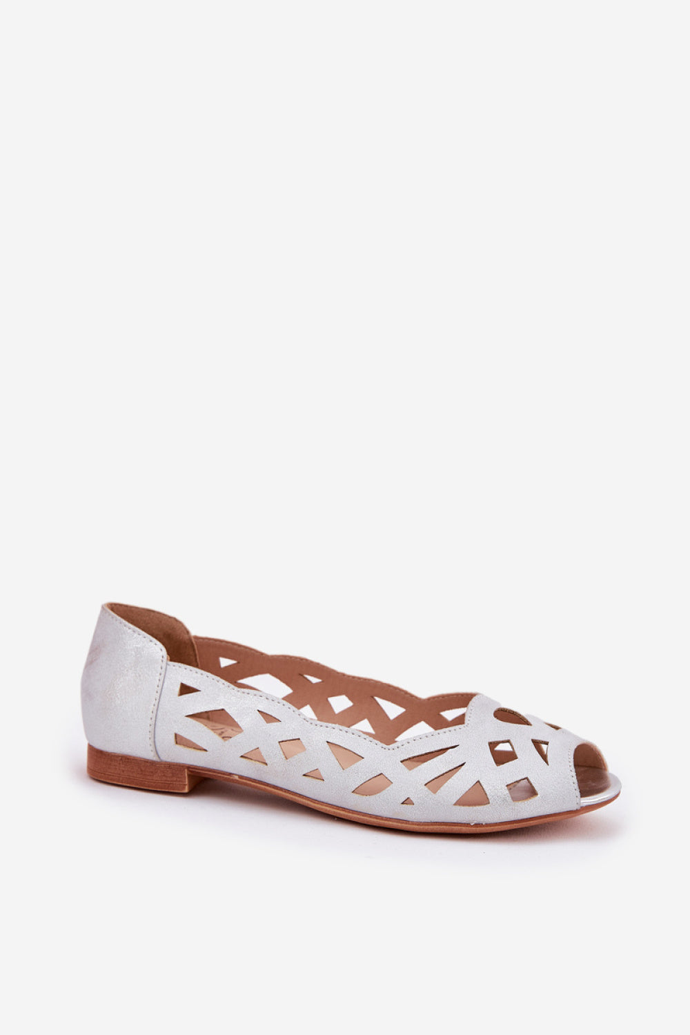 Step In Style Calgis Silver Faux Leather Flat Ballet Flats - view 2