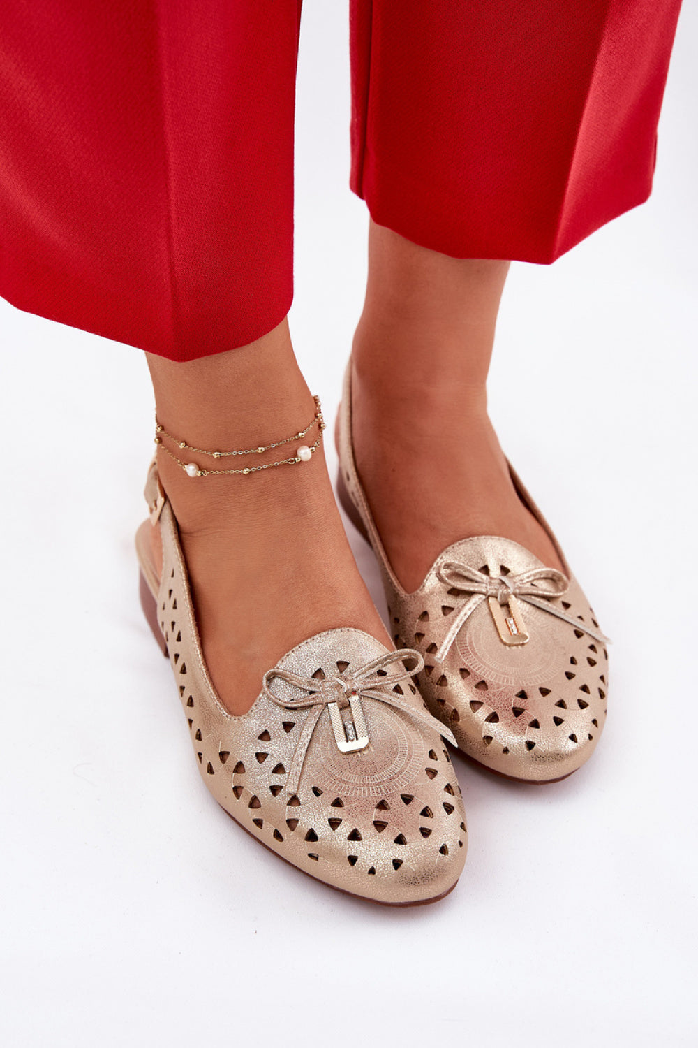 Step In Style Navinnia Gold Faux Suede Flat Ballet Flats - view 3