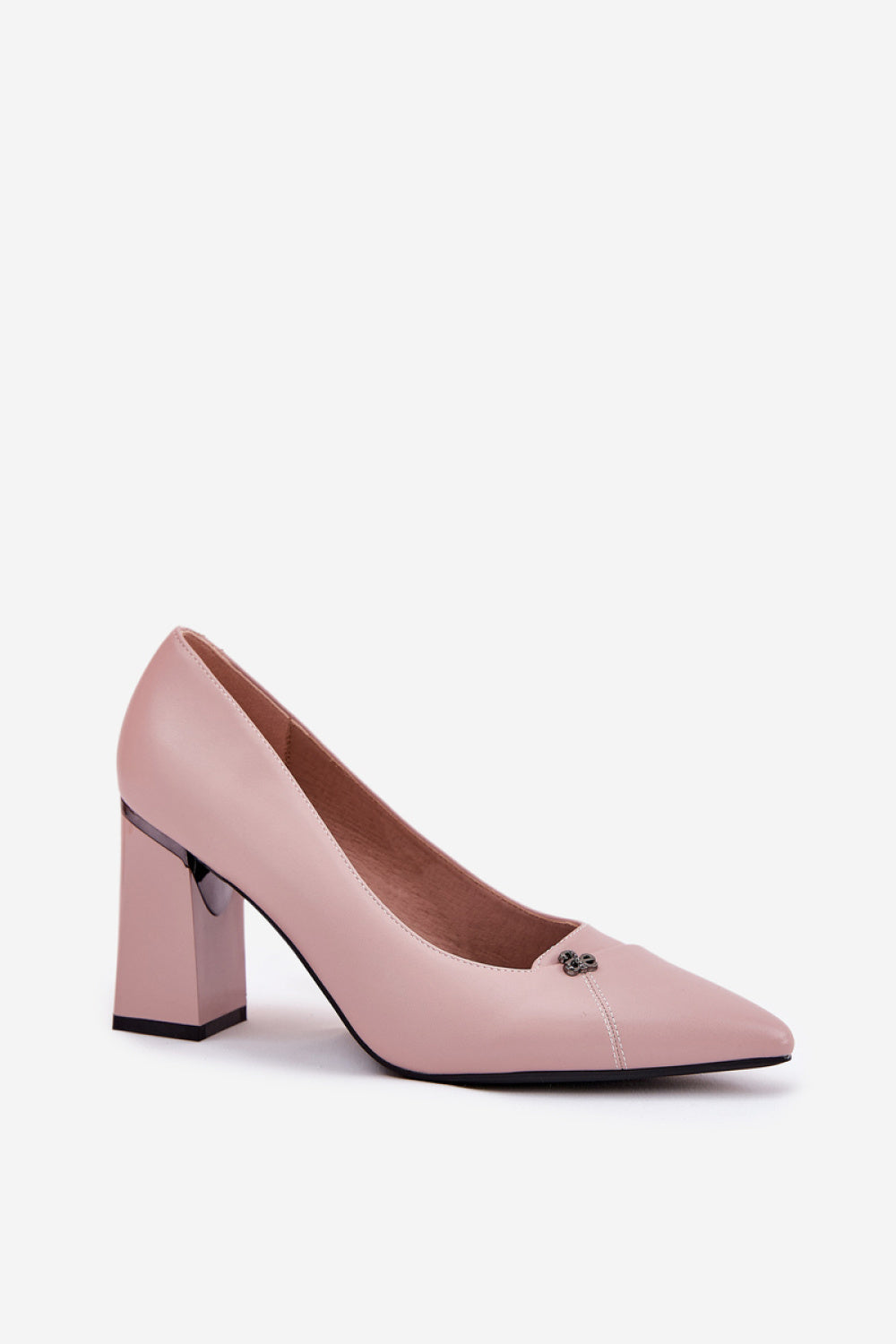 Step In Style Vinceza Pink Faux Leather Block Heel Court Shoes - view 2