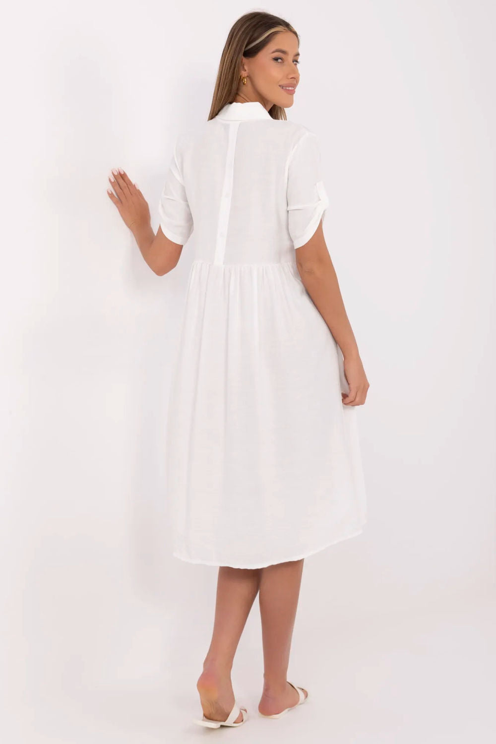 Italy Moda Ecru Midi Pleated Dress - view 3