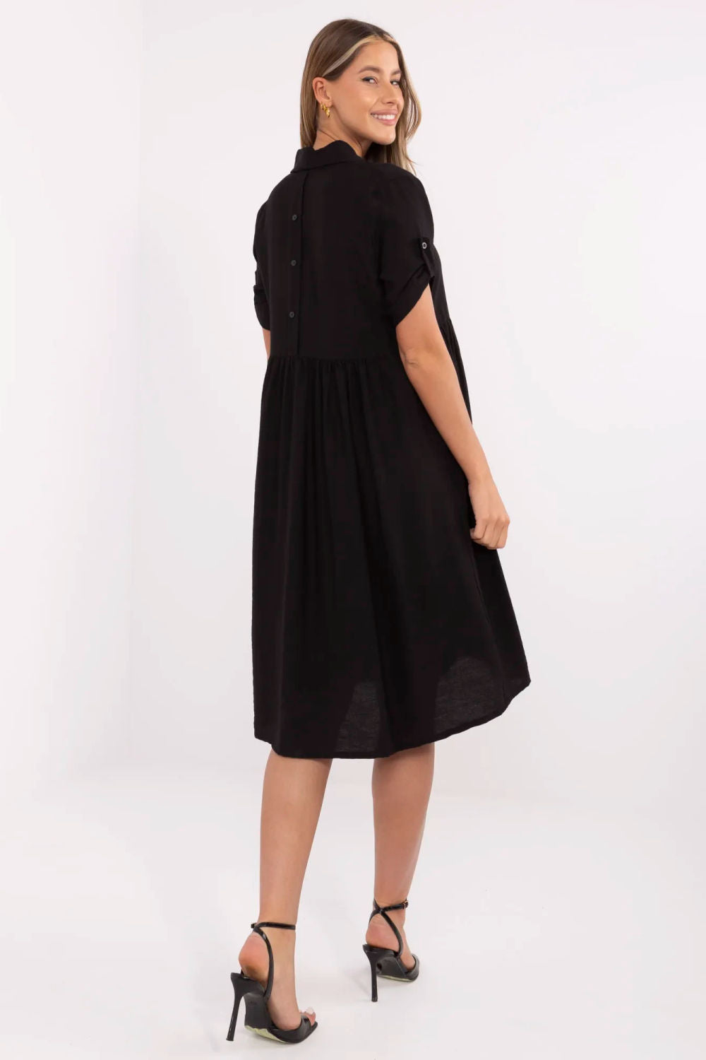 Italy Moda Black Midi Pleated Dress - view 3