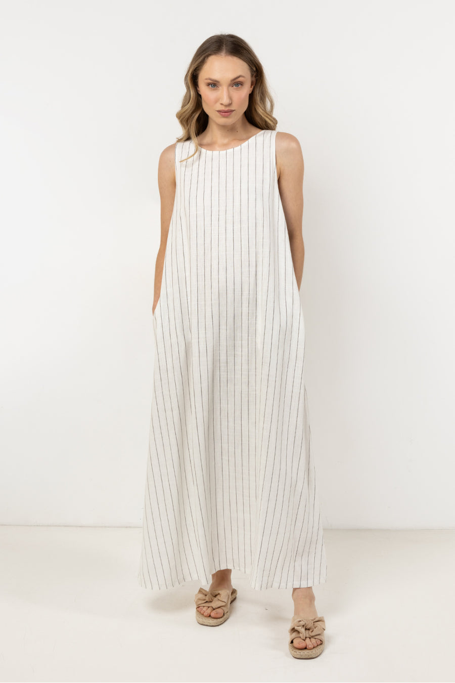 Awama Cream Maxi Linen Dress