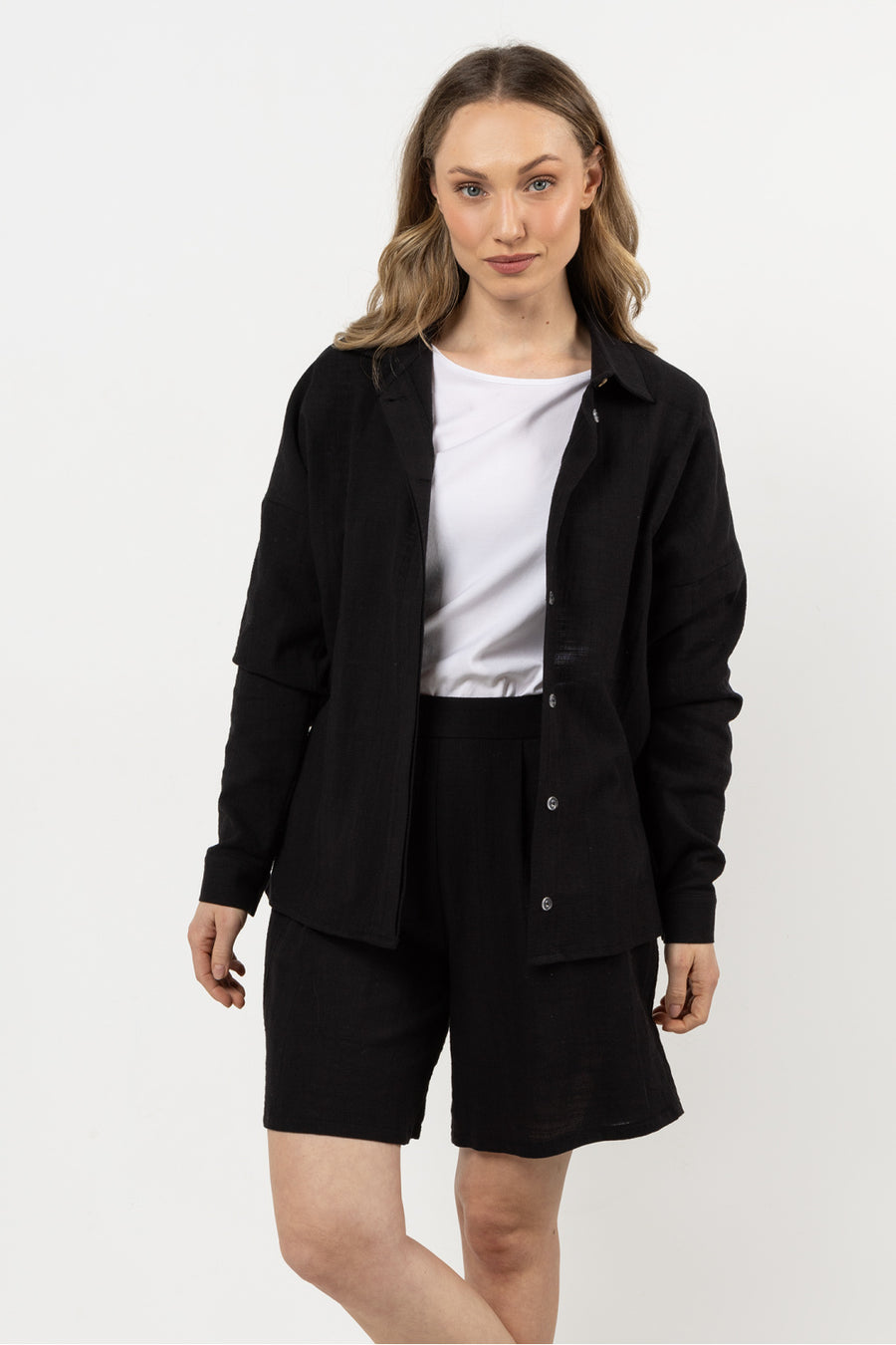 Awama Black Cotton Long Sleeve Top