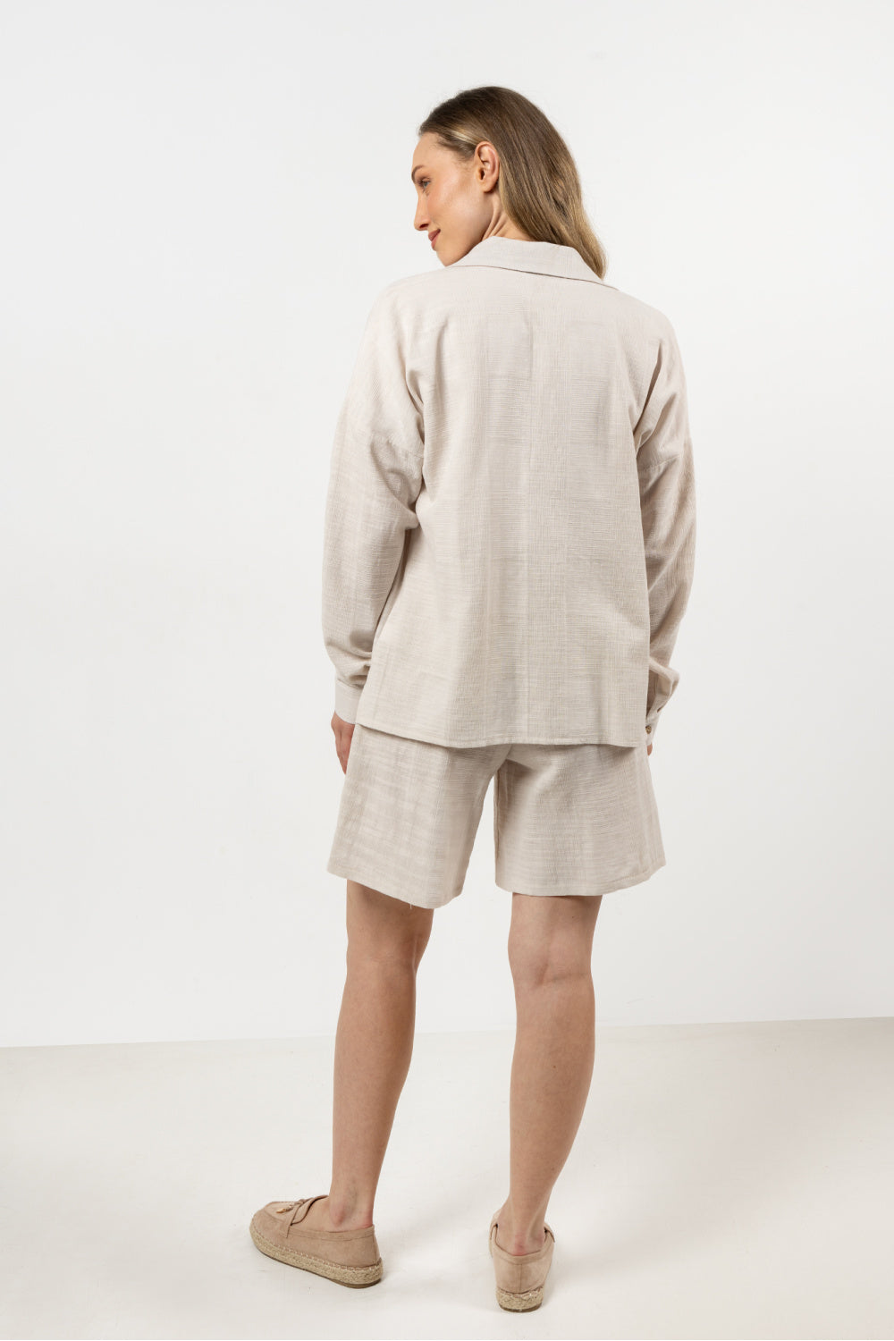 Awama Beige Cotton Long Sleeve Top - view 3