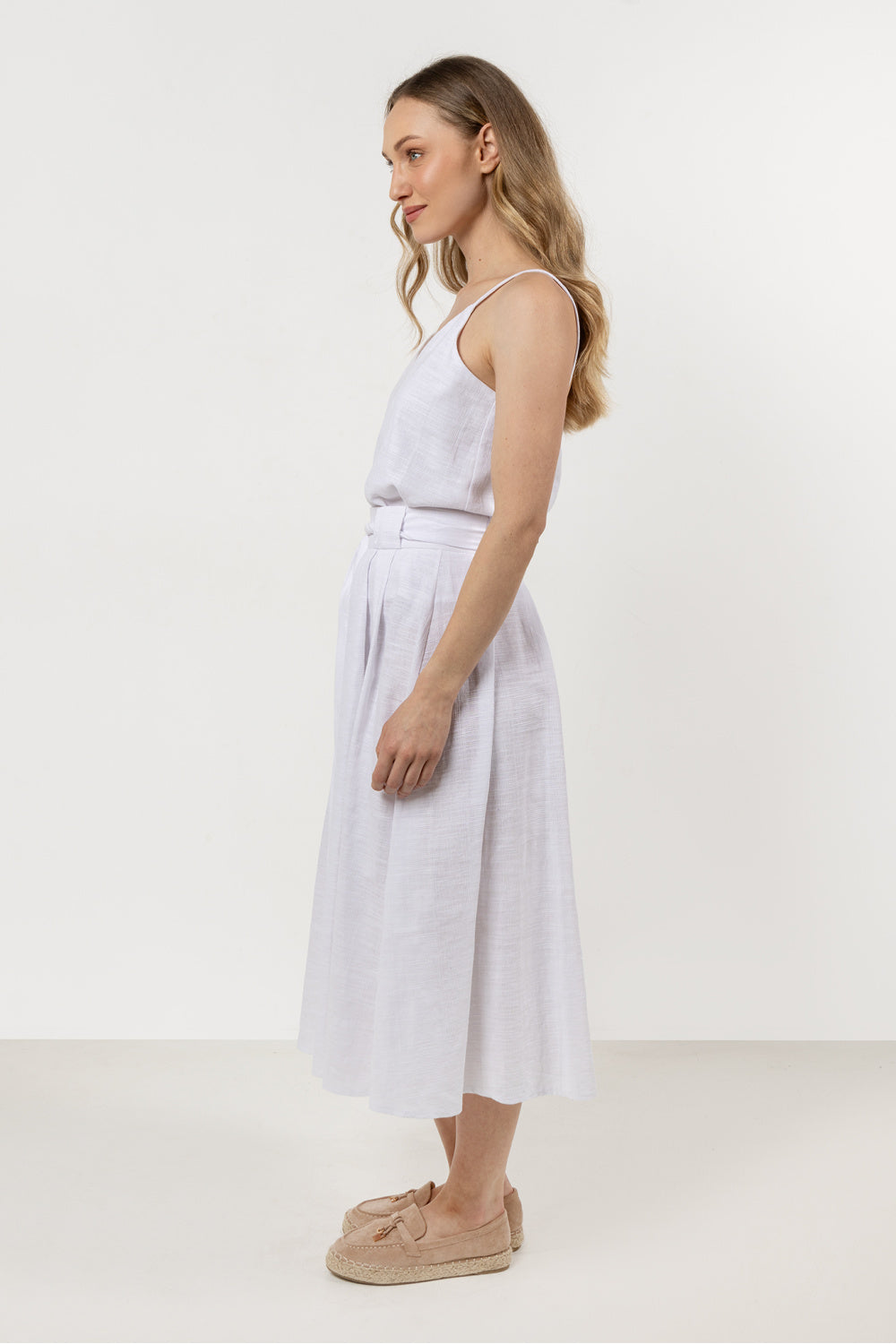 Awama White Pleated Cotton Skirt - view 2