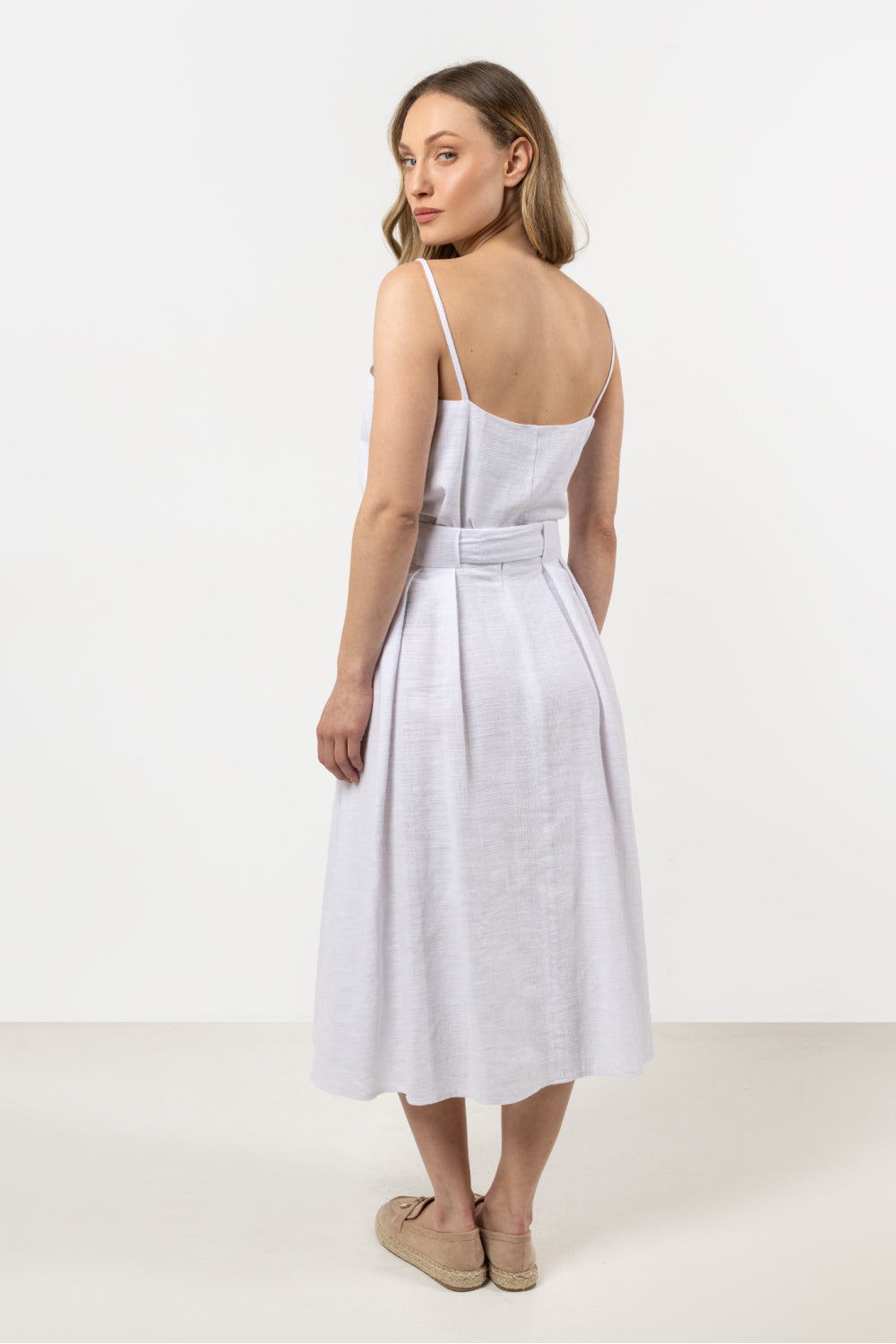 Awama White Pleated Cotton Skirt - view 3