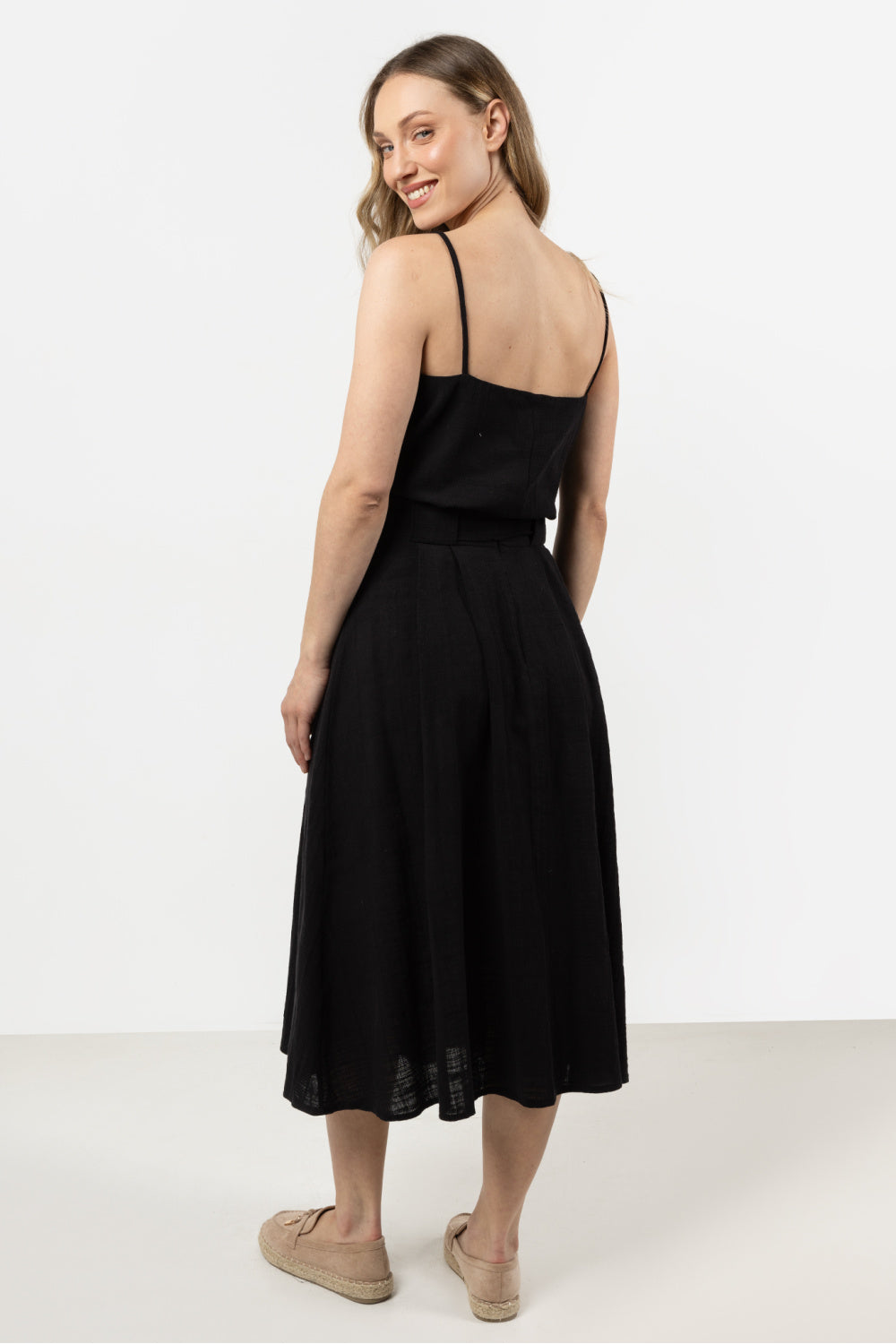 Awama Black Pleated Cotton Skirt - view 3