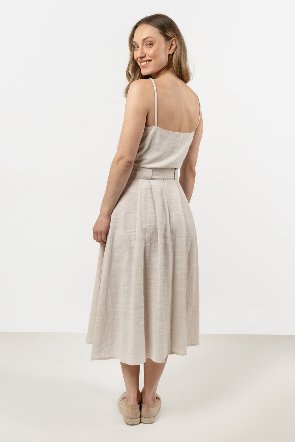 Awama Beige Pleated Cotton Skirt - view 3