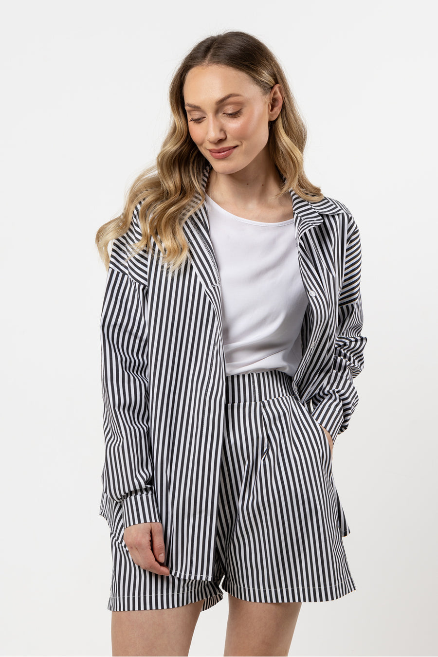 Awama Black Stand Collar Long Sleeve Top