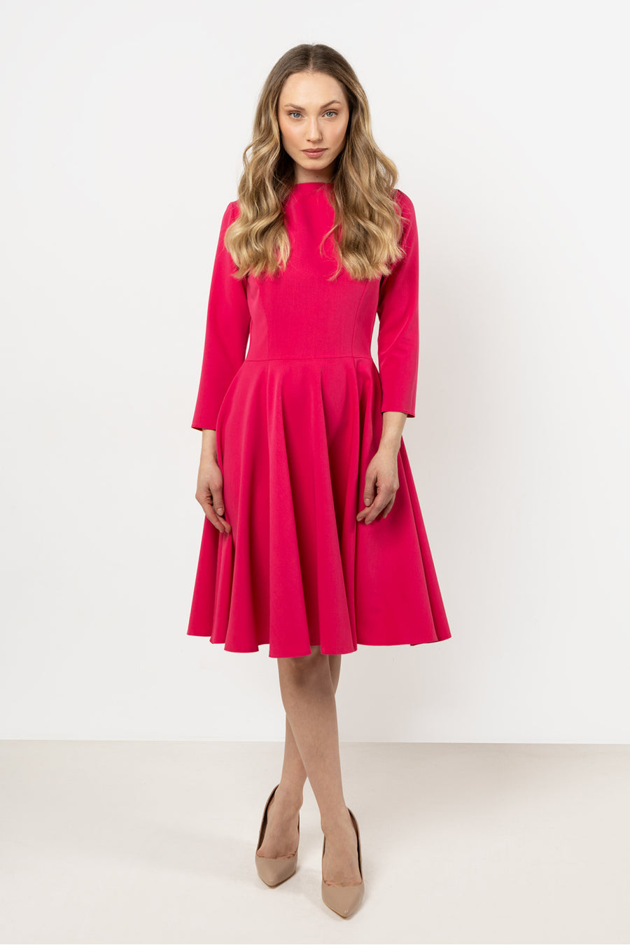 Awama Pink Pleated Dress