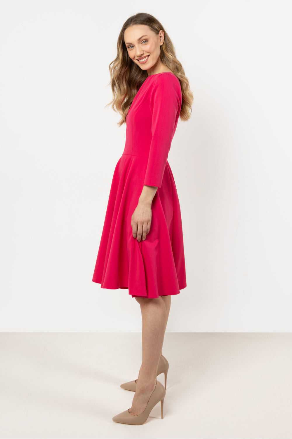 Awama Pink Pleated Dress - view 2