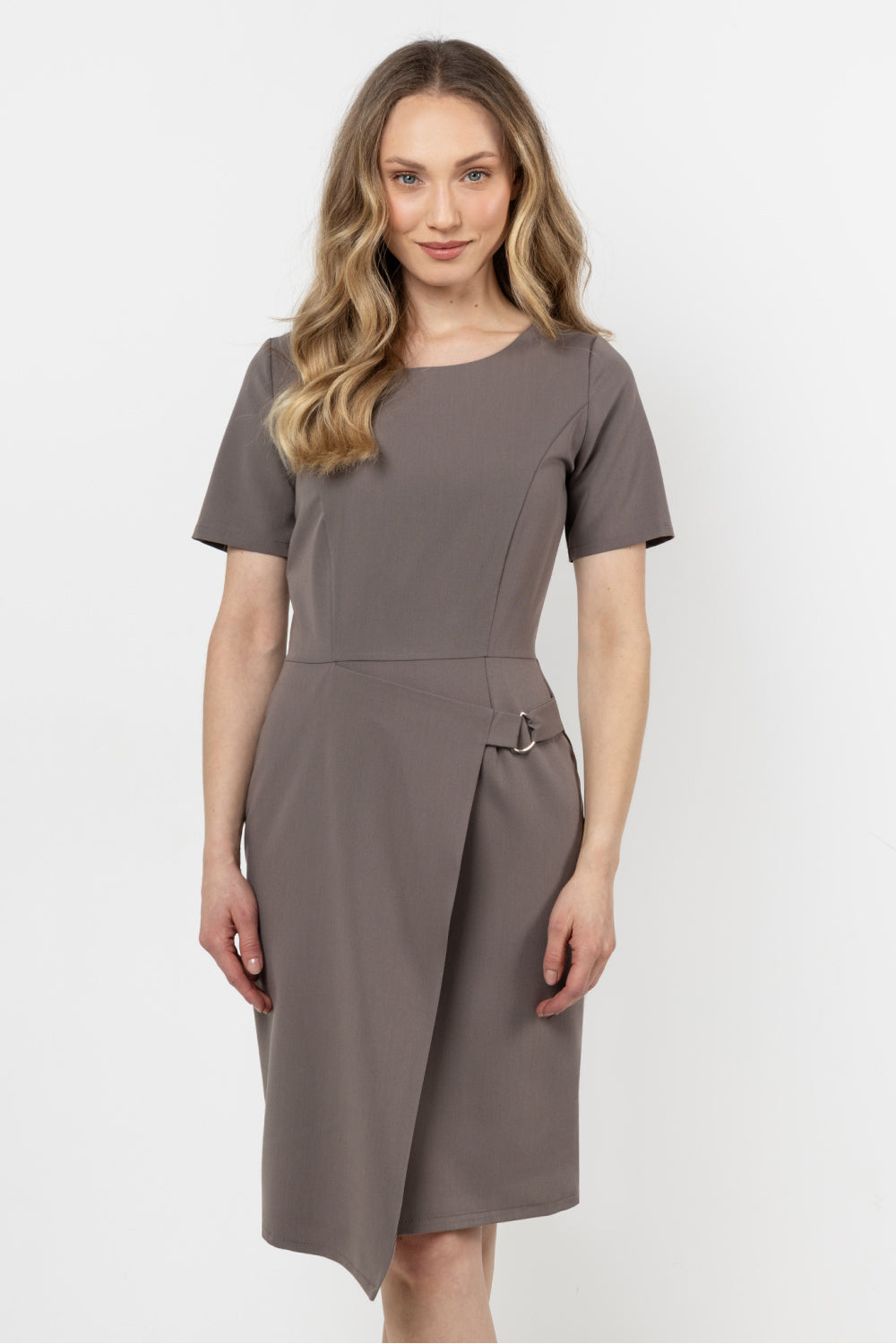 Awama Taupe Bodycon Short Sleeve Dress