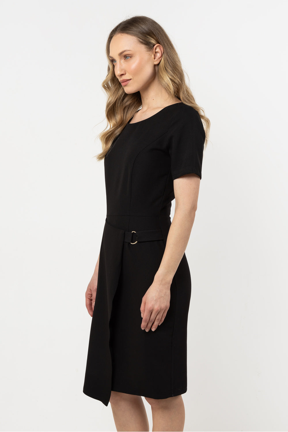 Awama Black Round Neck Bodycon Short Sleeve Dress - view 4