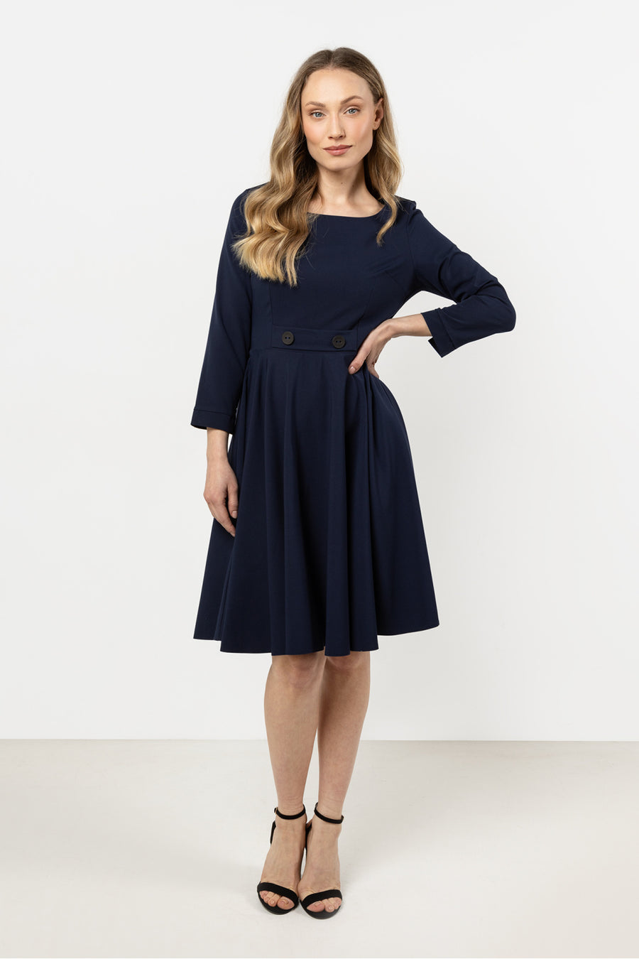 Awama Navy Flared Dress