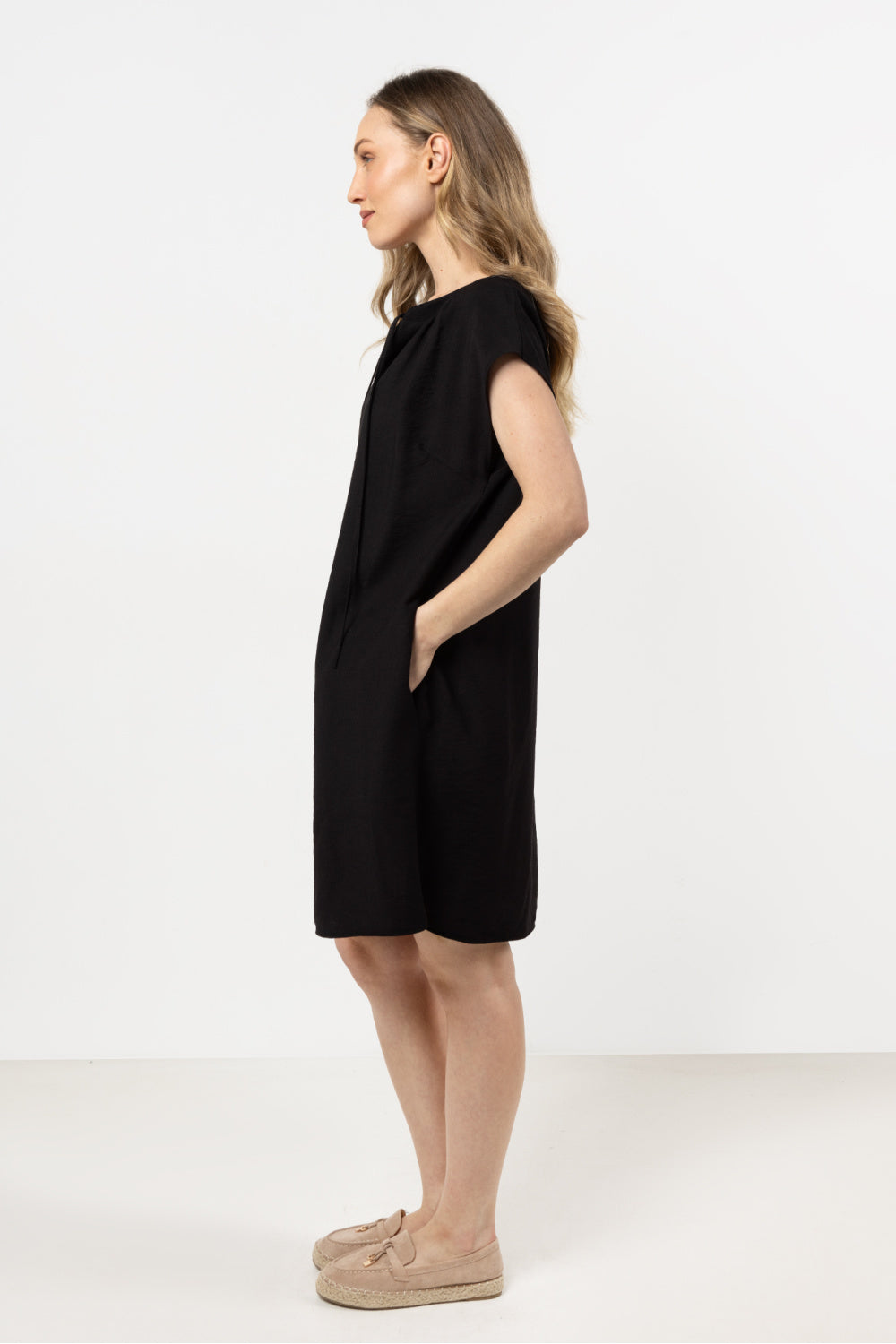 Awama Black Collared Dress - view 2