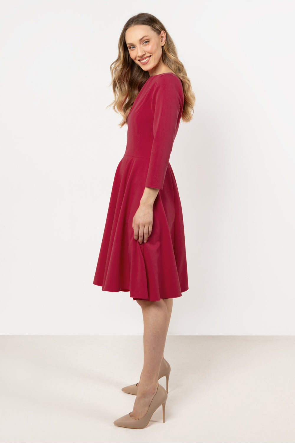 Awama Claret Pleated Dress - view 2