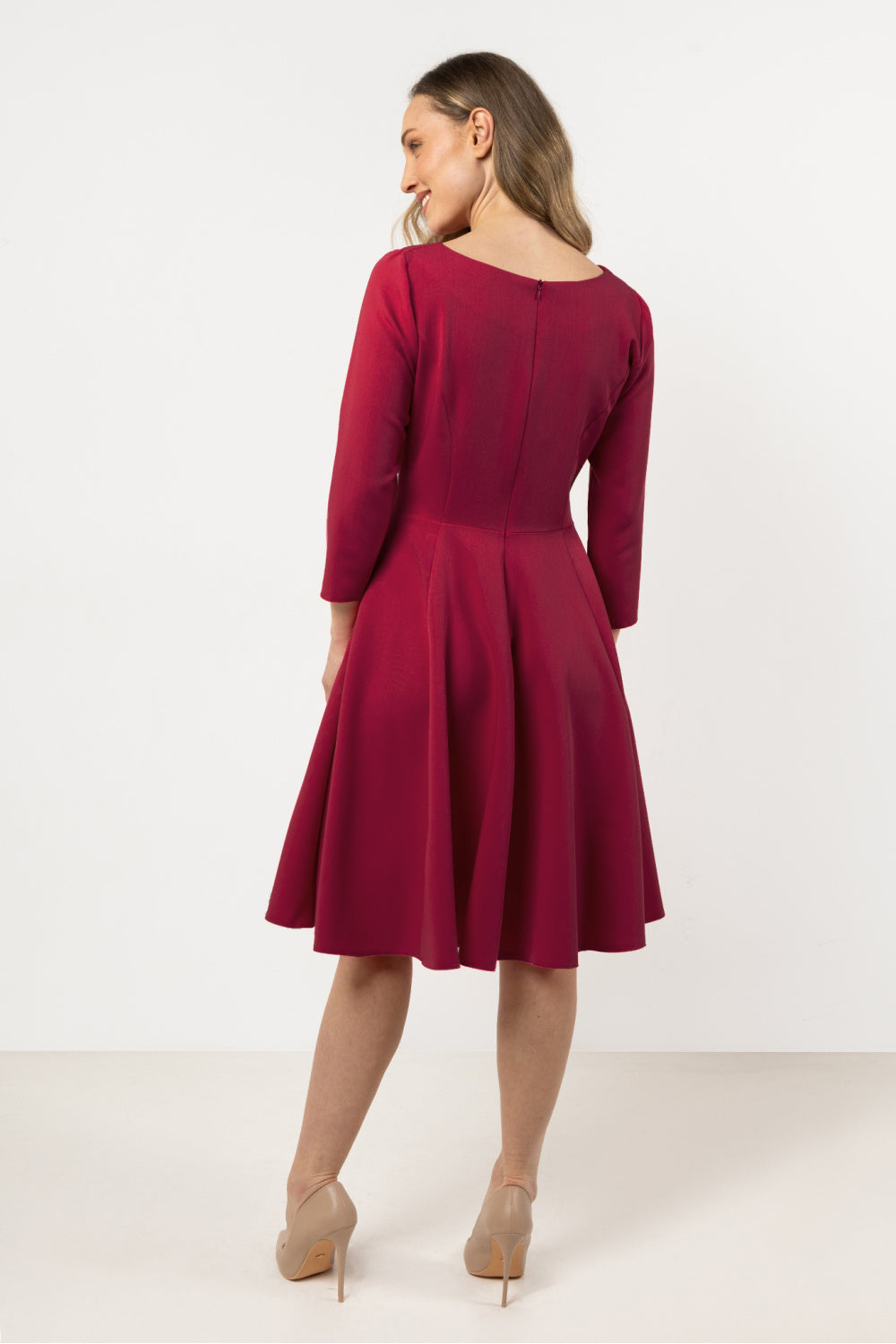 Awama Claret Pleated Dress - view 3