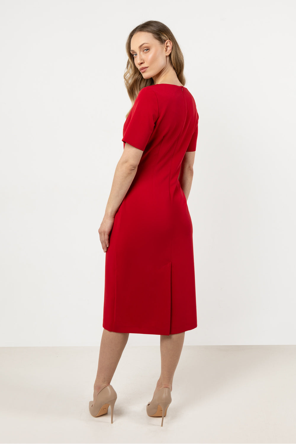 Awama Red Bodycon Short Sleeve Dress - view 3