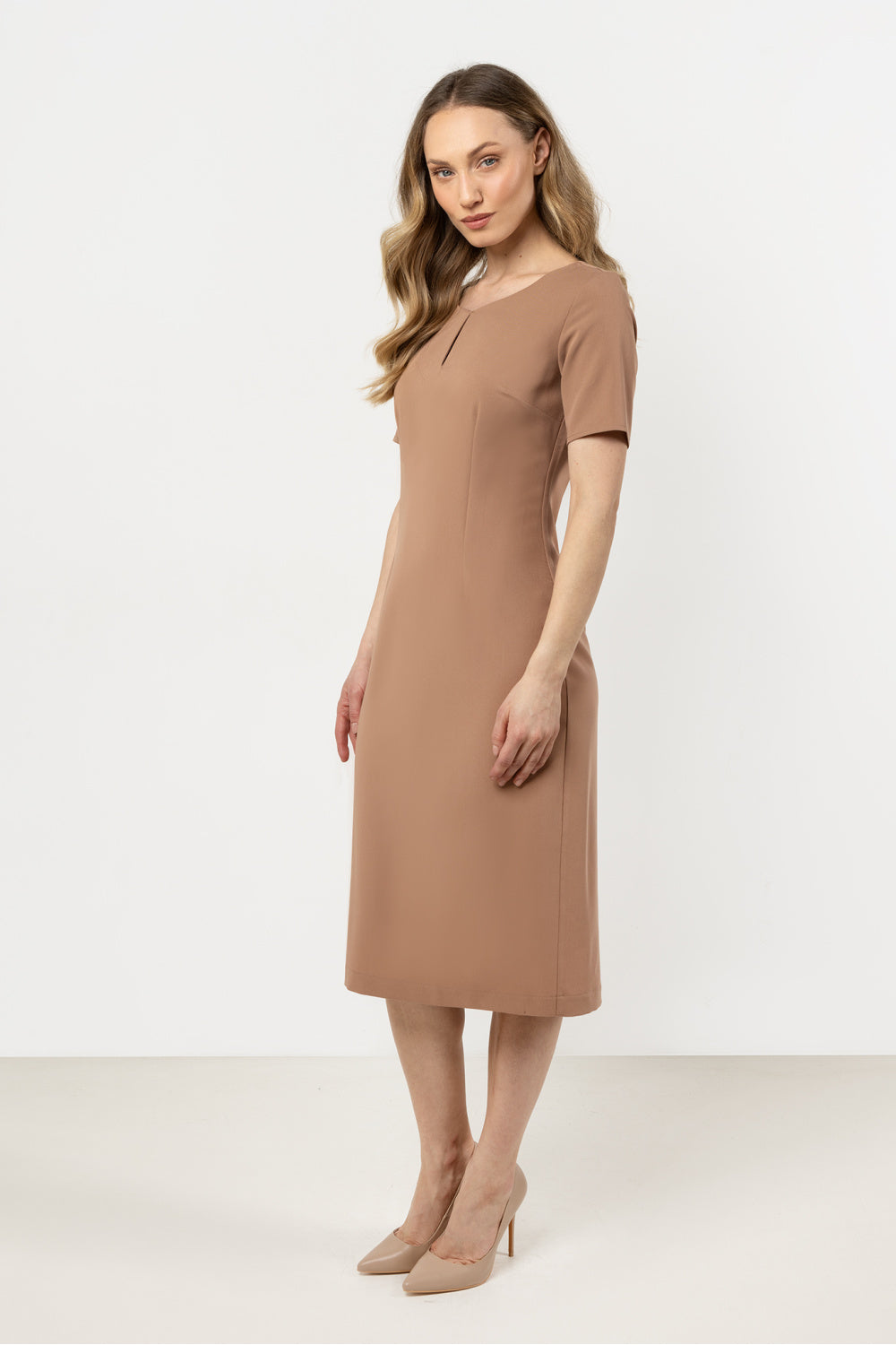 Awama Cappuccino Bodycon Short Sleeve Dress - view 2