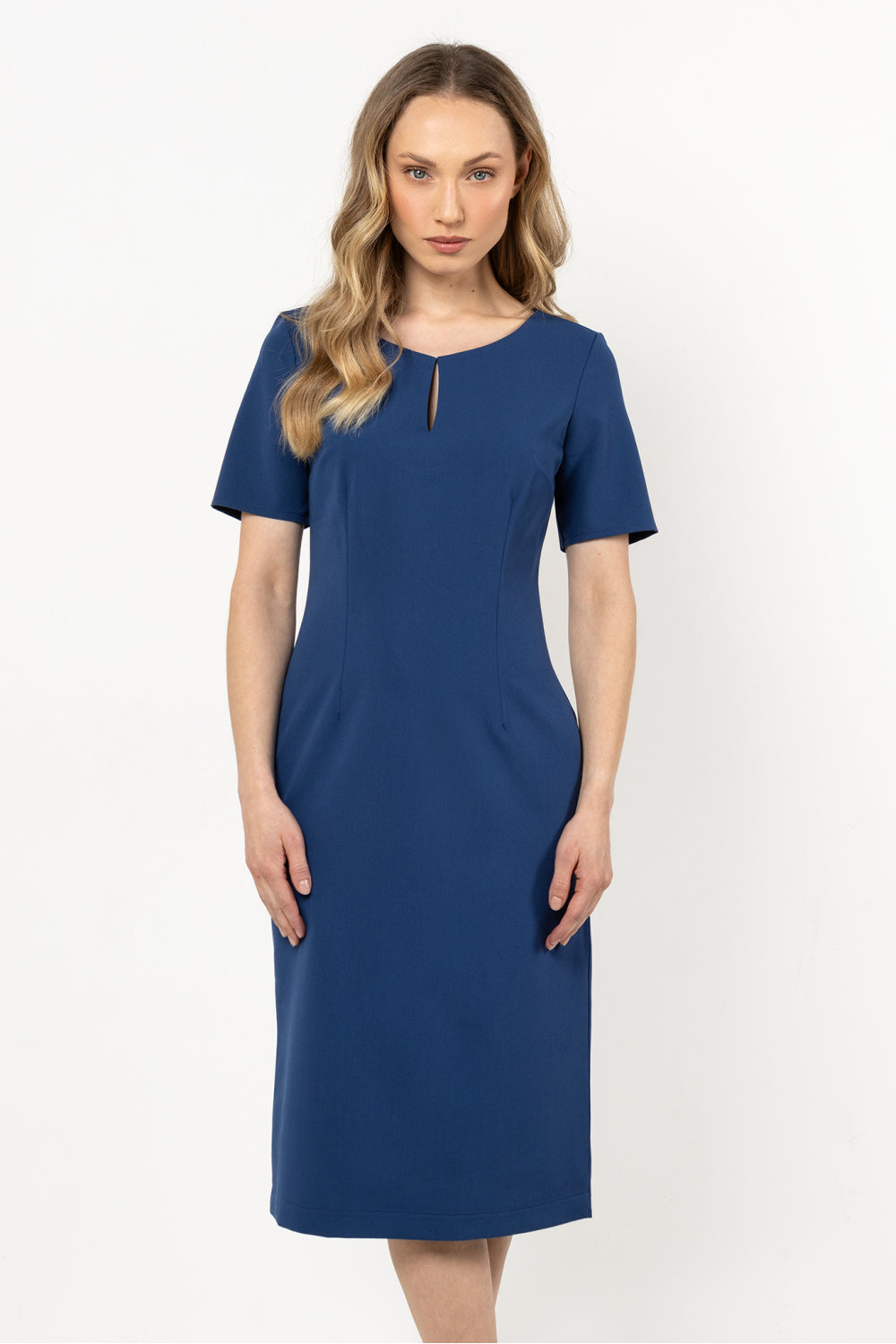 Awama Blue Bodycon Short Sleeve Dress
