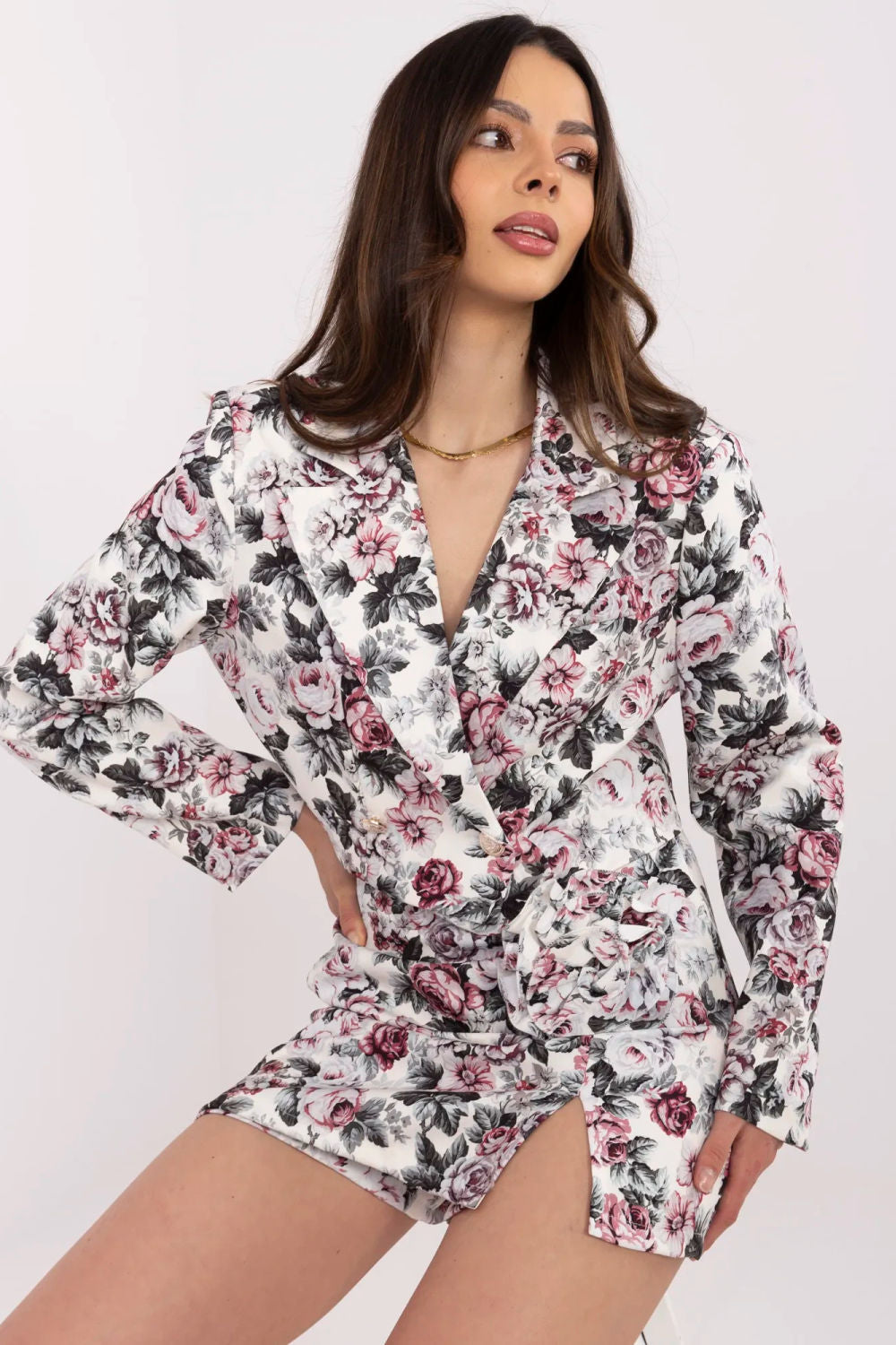 Italy Moda Dark Grey Floral High Waisted Co-Ord Set - view 3