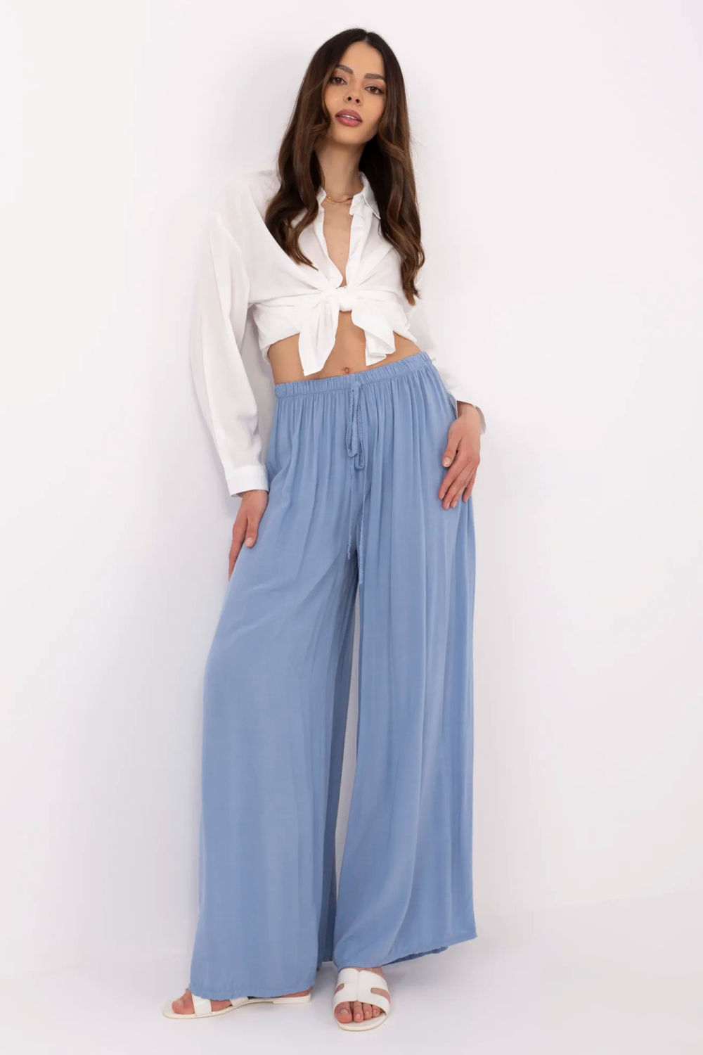 Italy Moda Blue Bodycon High Waisted Trousers